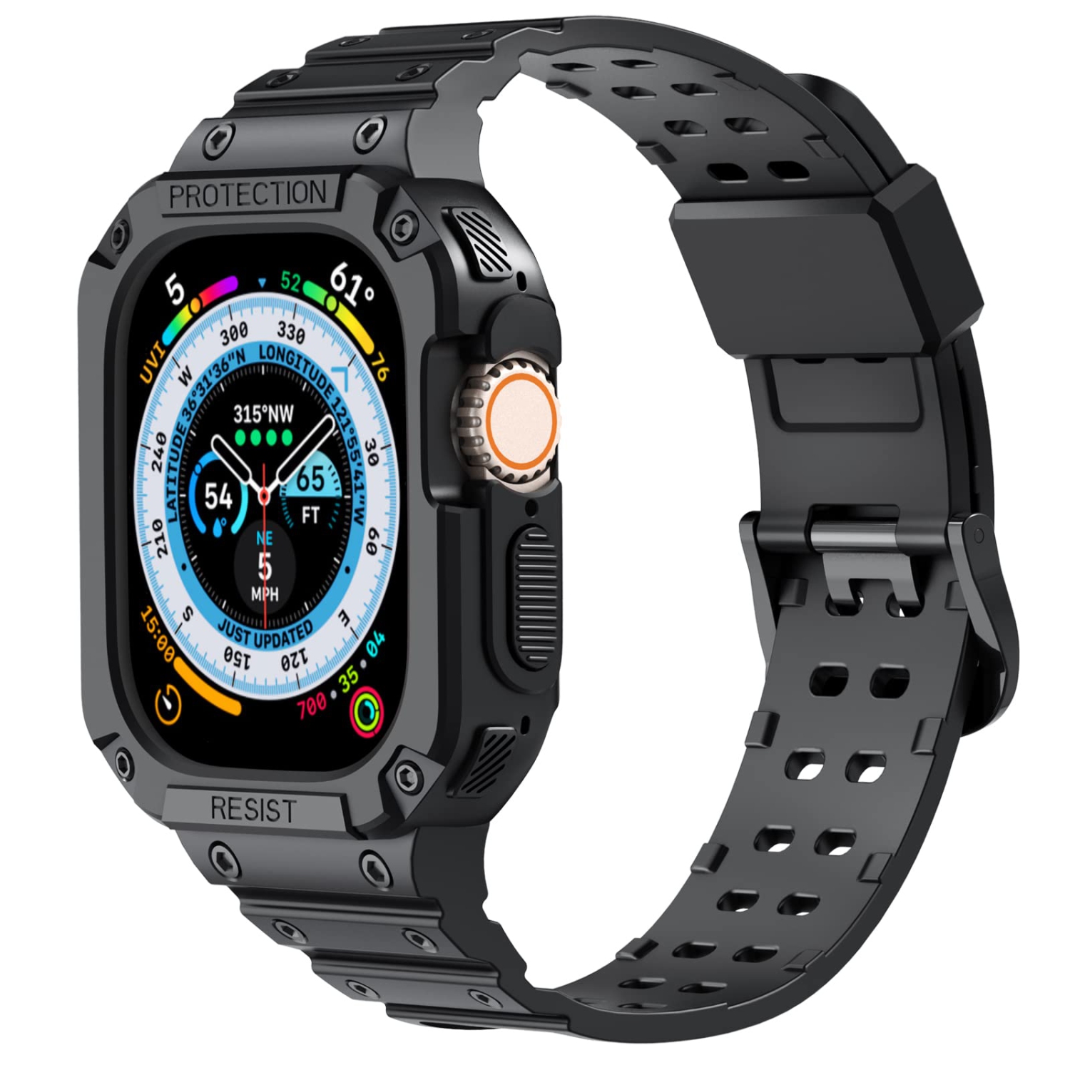Bracelet sport Ahastyle compatible avec la montre iWatch Ultra de 49 mm pour iWatch Ultra 2022 avec étui antichoc