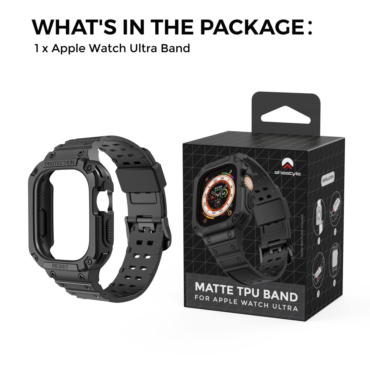 Bracelet sport Ahastyle compatible avec la montre iWatch Ultra de 49 mm pour iWatch Ultra 2022 avec étui antichoc