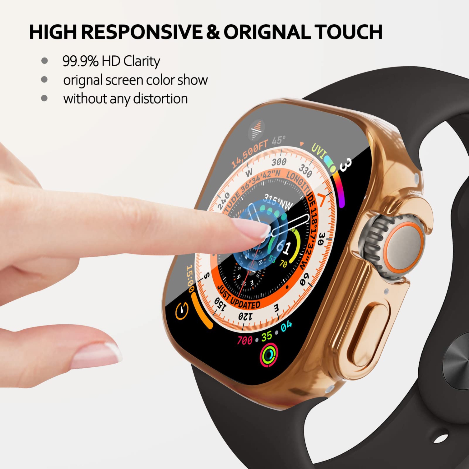 Étui souple en TPUR intégré compatible avec Apple Watch Ultra de 49 mm, ALMNVO Étuis ultraminces Accessoires avec protecteur d’écran, couvercle