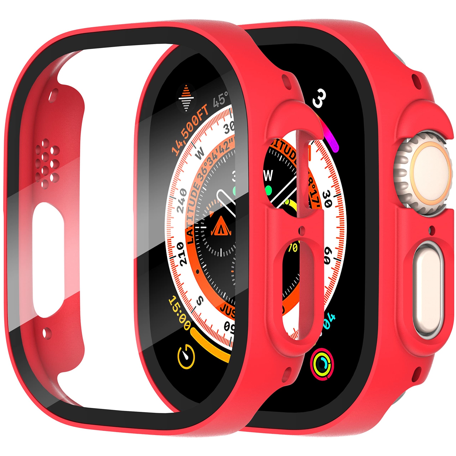 Diruite – Paquet de 2 protecteurs d’écran tout autour pour Apple Watch Ultra de 49 mm PC, étui protecteur d’écran en verre trempé ultramince pour