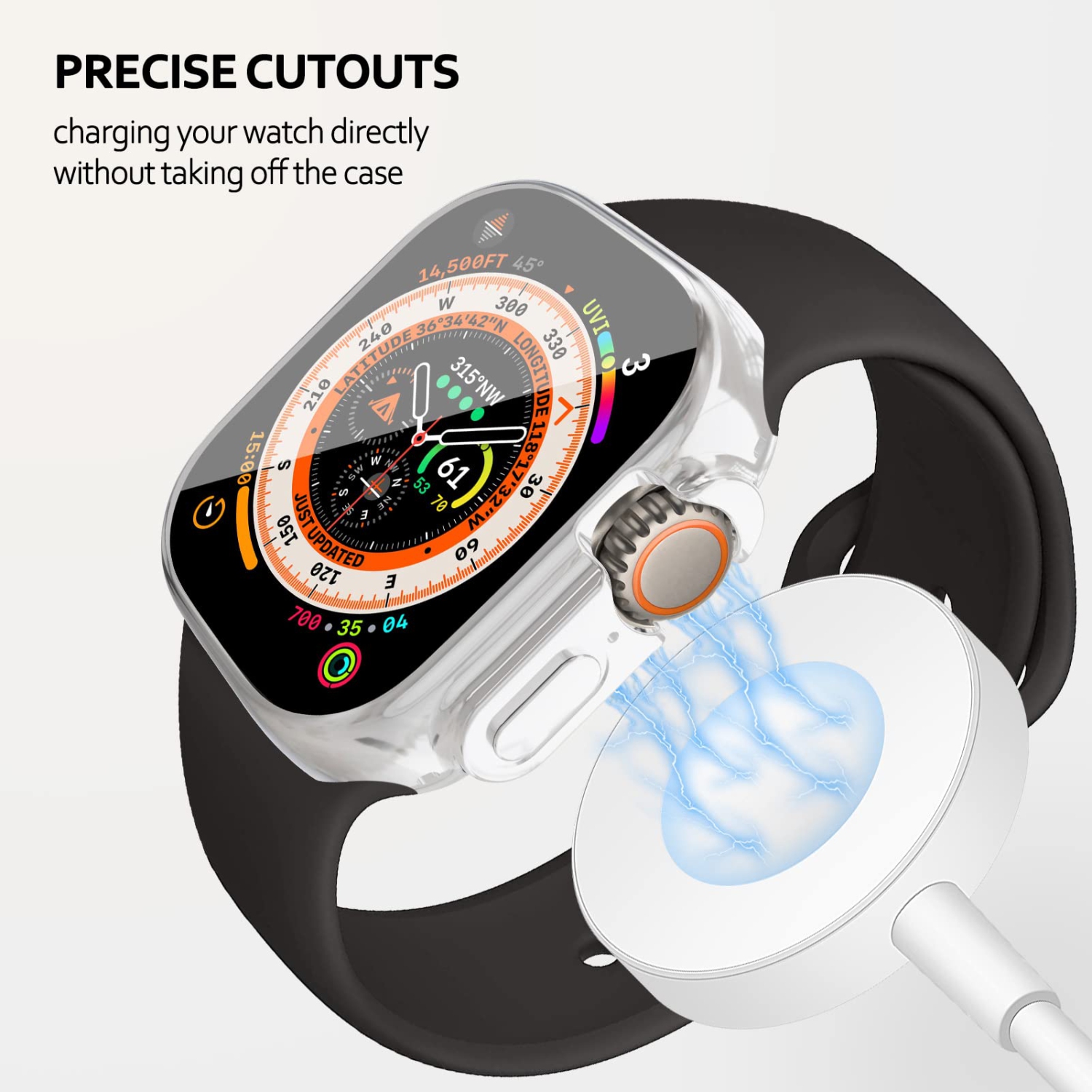 Soft TPU Case Built-in HD Flim Compatible for Apple Watch Ultra 49mm,ALMNVO Ultra Thin Cases Accessories with Screen Protector,All Around Protective