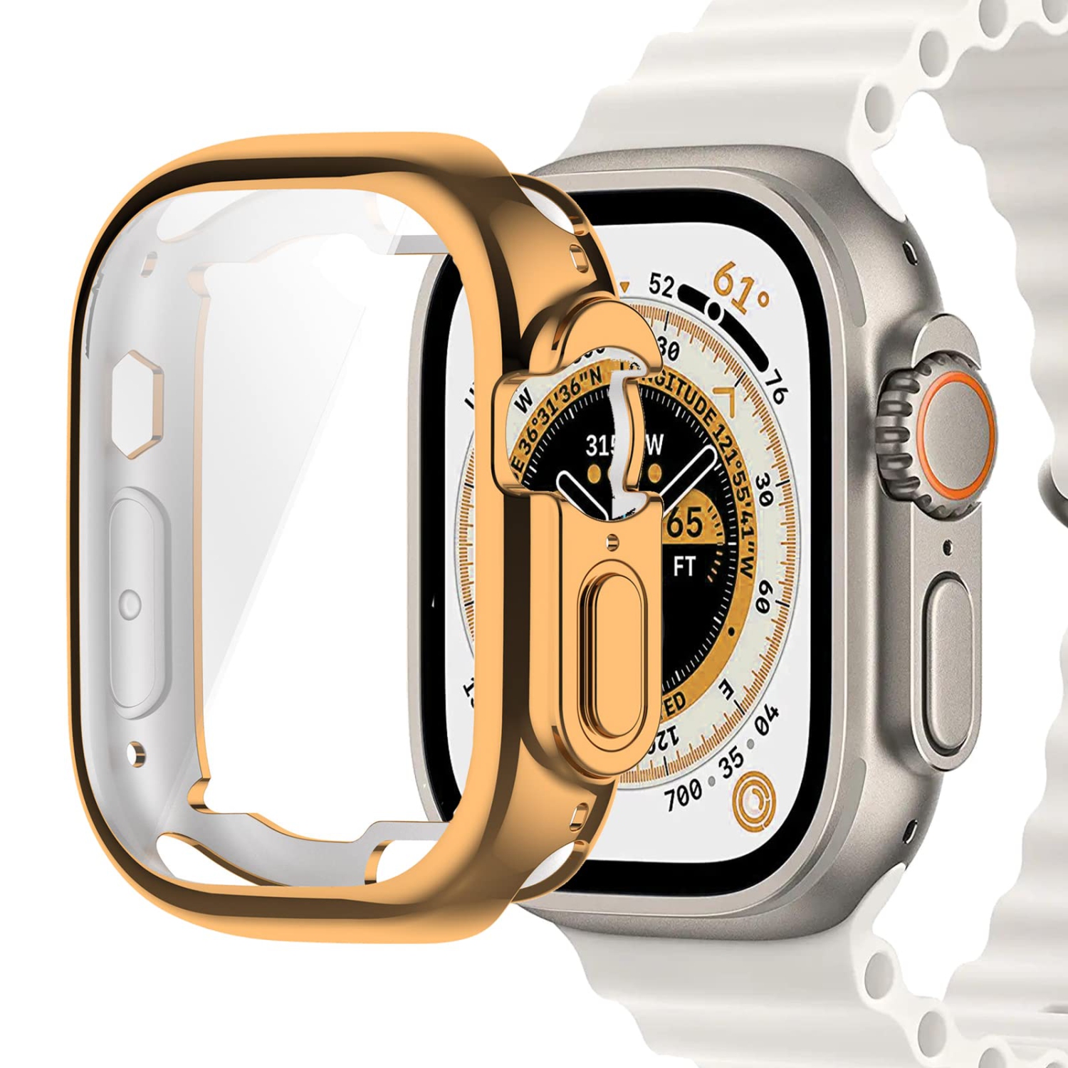 Miimall Compatible Apple Watch Ultra 49mm Case with Built-in Screen Protector, Soft Plated TPU Shockproof Scratch Resistant All-Around Protective