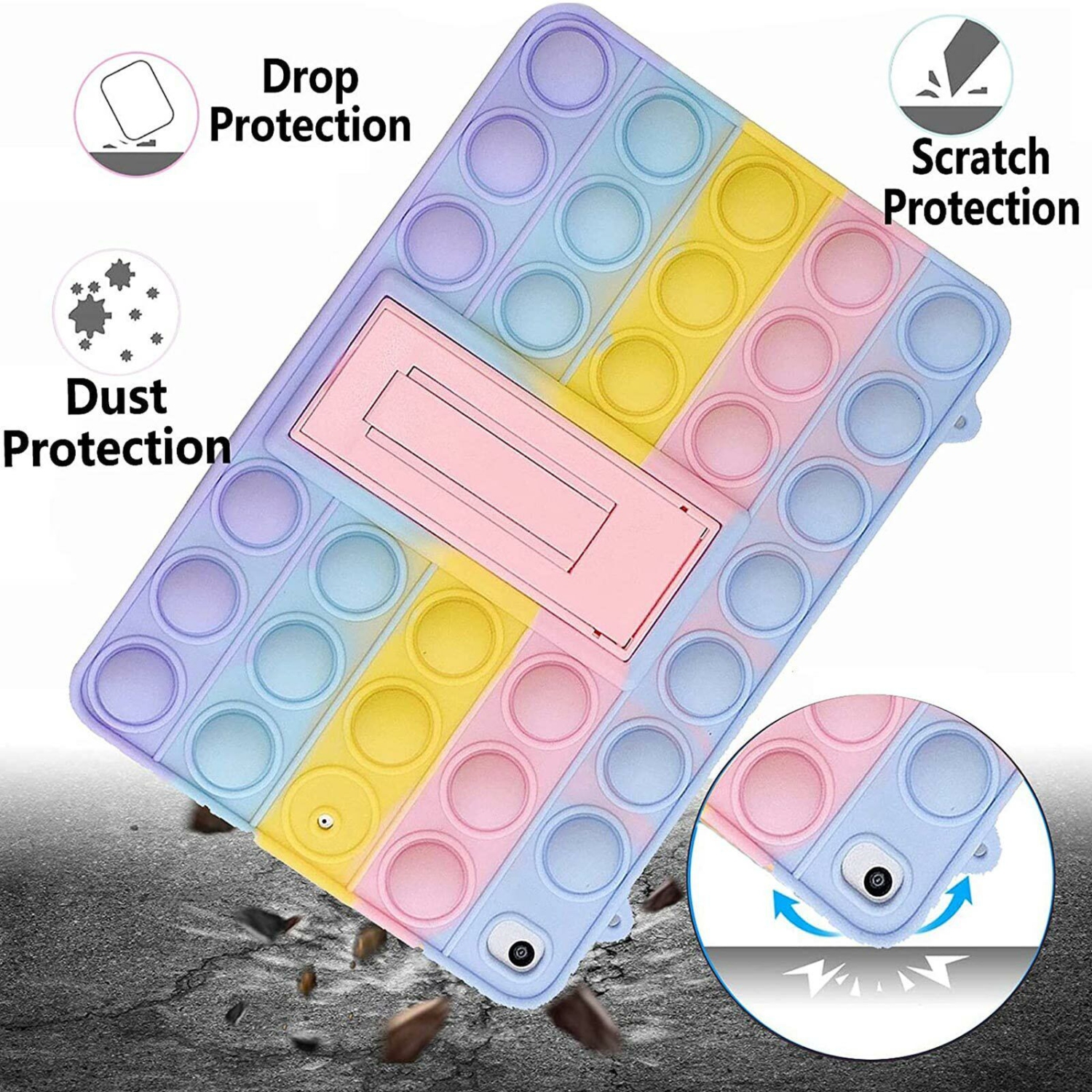 Pour étui de 10th génération de iPad, 10,9 po 2022 avec porte-stylet intégré, étui protecteur arrière en silicone pour iPad 10th génération