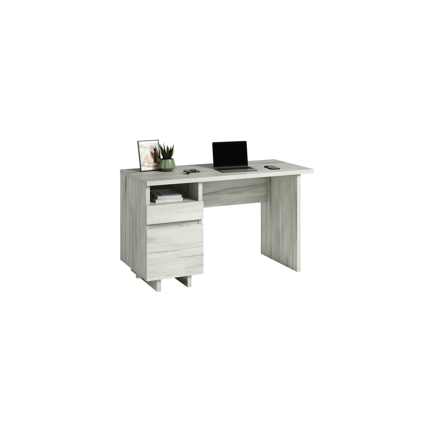 Sauder Select Engineered Wood Desk in Haze Acacia/Natural Finish