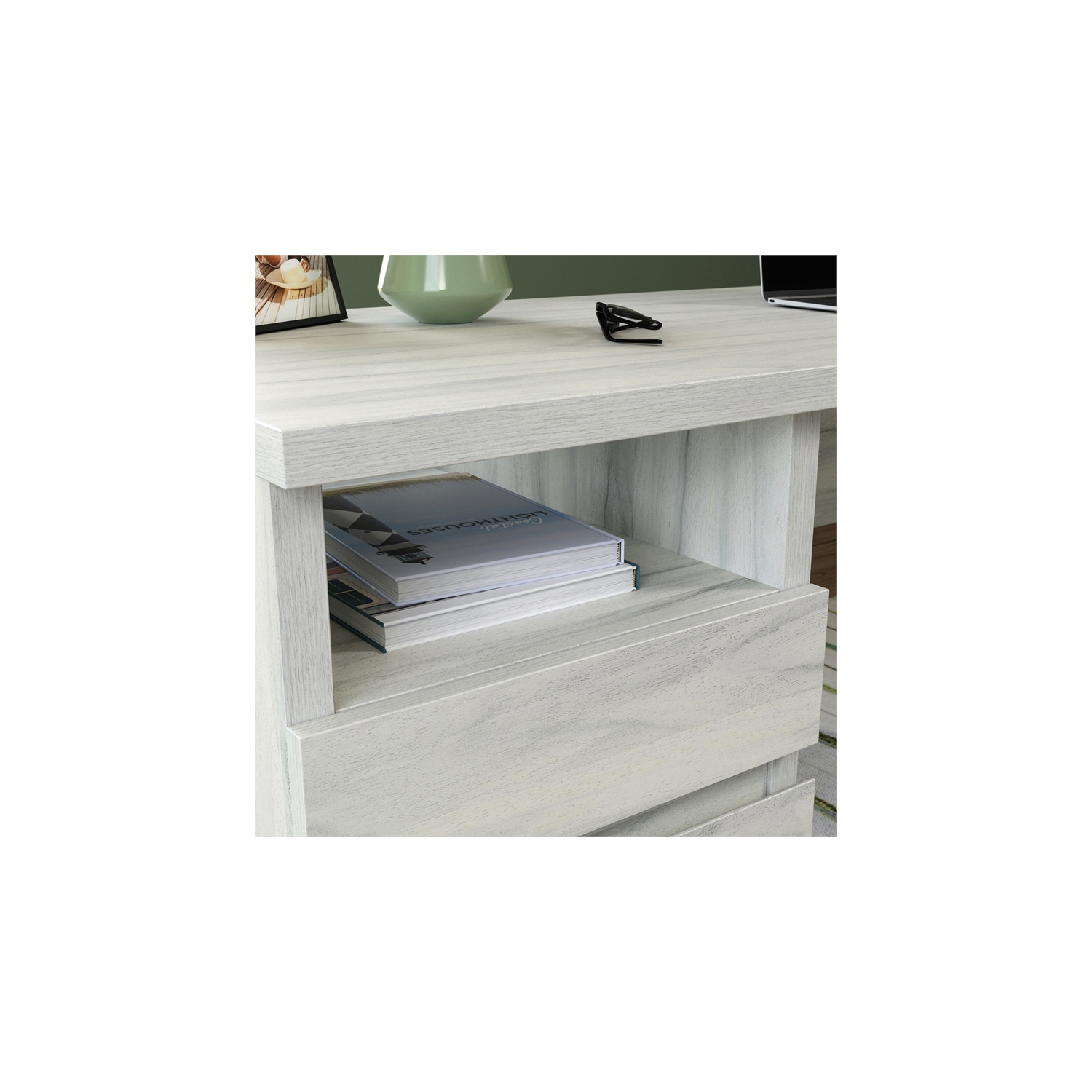Sauder Select Engineered Wood Desk in Haze Acacia/Natural Finish