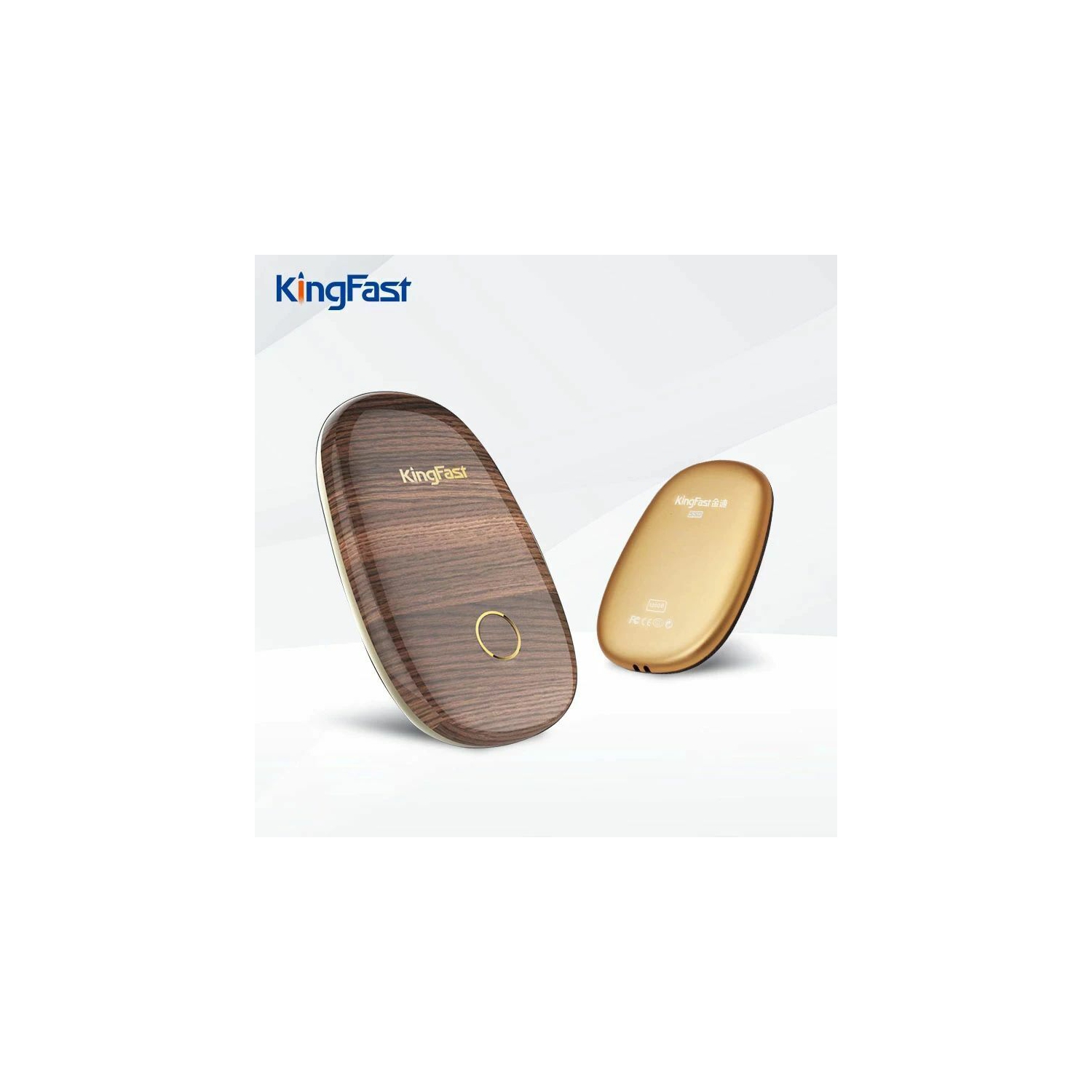 Open Box - Kingfast P610-120GB P610 120GB Portable SSD Grey Type-C Wood