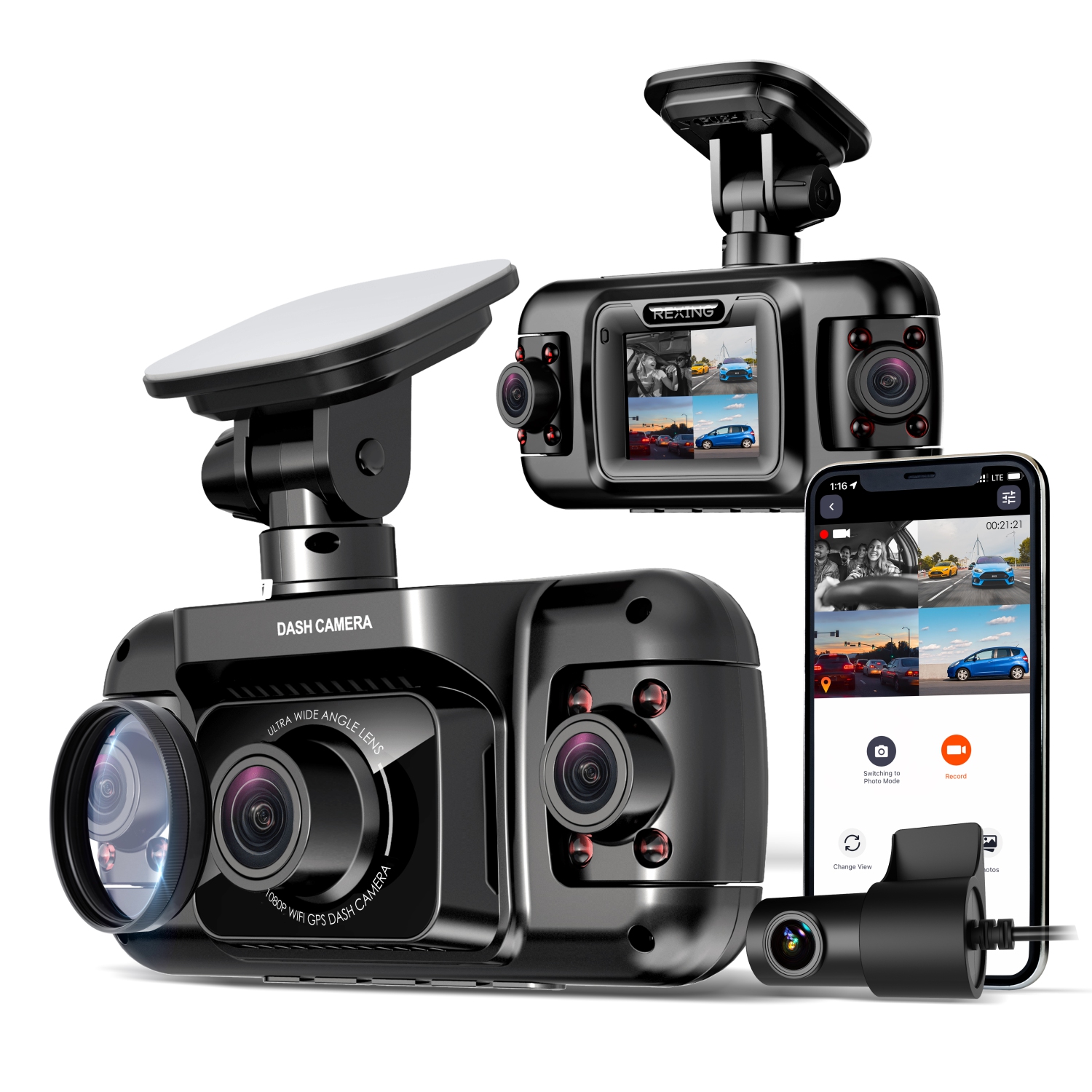 Rexing R4 4 Canal Dash Cam W/ Tout autour 1080p Résolution, Wi-Fi, et GPS