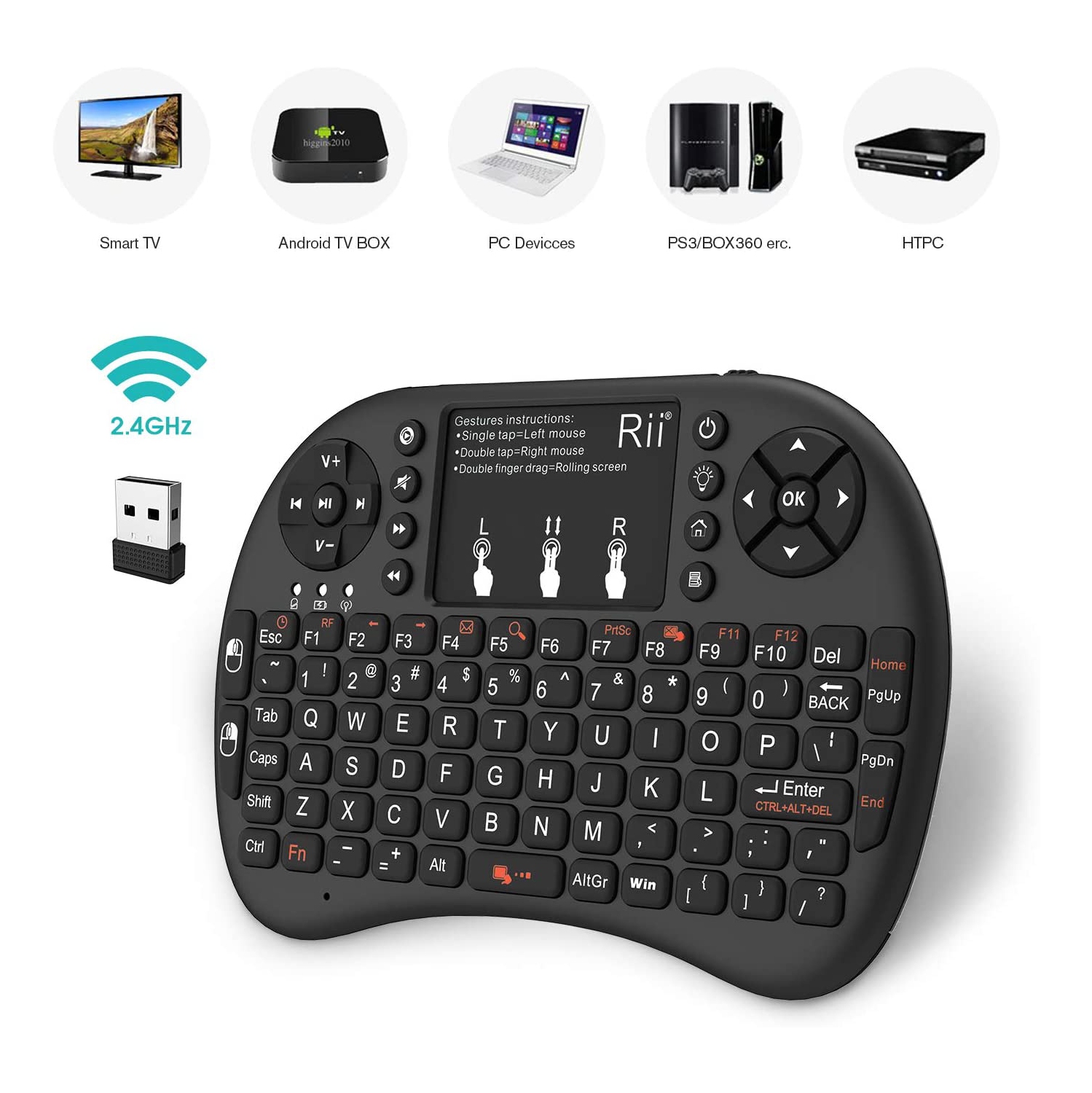 LED Mini clavier rétro-éclairé sans fil Portable avec pavé tactile pour Android TV Box Smart TV PC portable XBOX 360 PS3 PS4