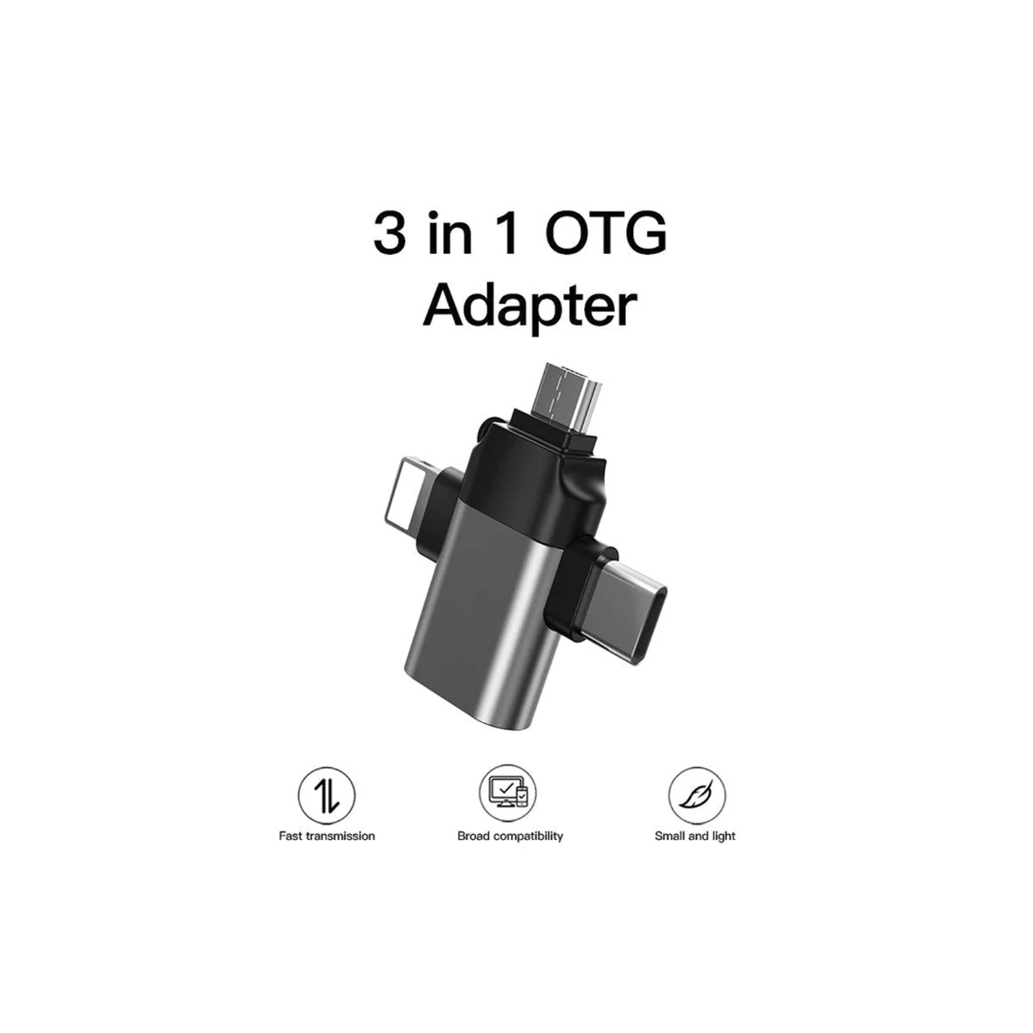 Adaptateur USB 3.0 multifonction OTG HUB 3 en 1 avec Type USB C Lightning Micro USB pour iPhone iPad Android Windows PC