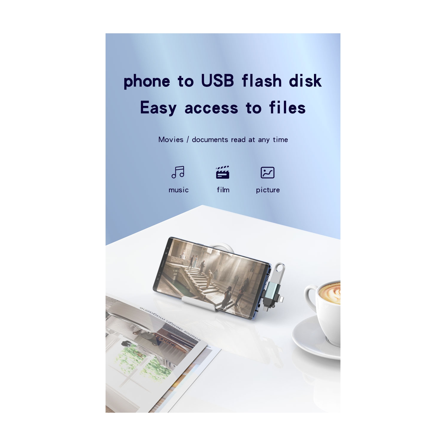 Adaptateur USB 3.0 multifonction OTG HUB 3 en 1 avec Type USB C Lightning Micro USB pour iPhone iPad Android Windows PC