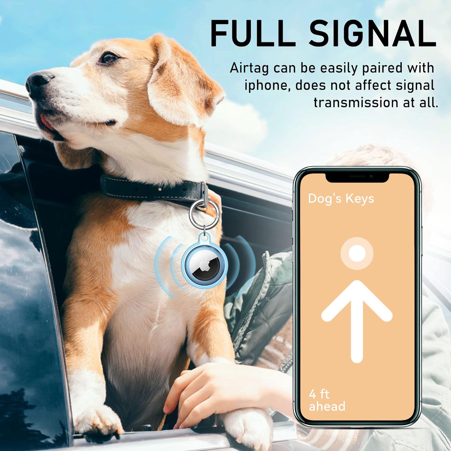 Waterproof Airtag Holder, Dolaer 4 Pack Airtag Keychain, AirTag Case for Dog Collar, Luggage, Keys, Full Body Anti-Scratch Protective