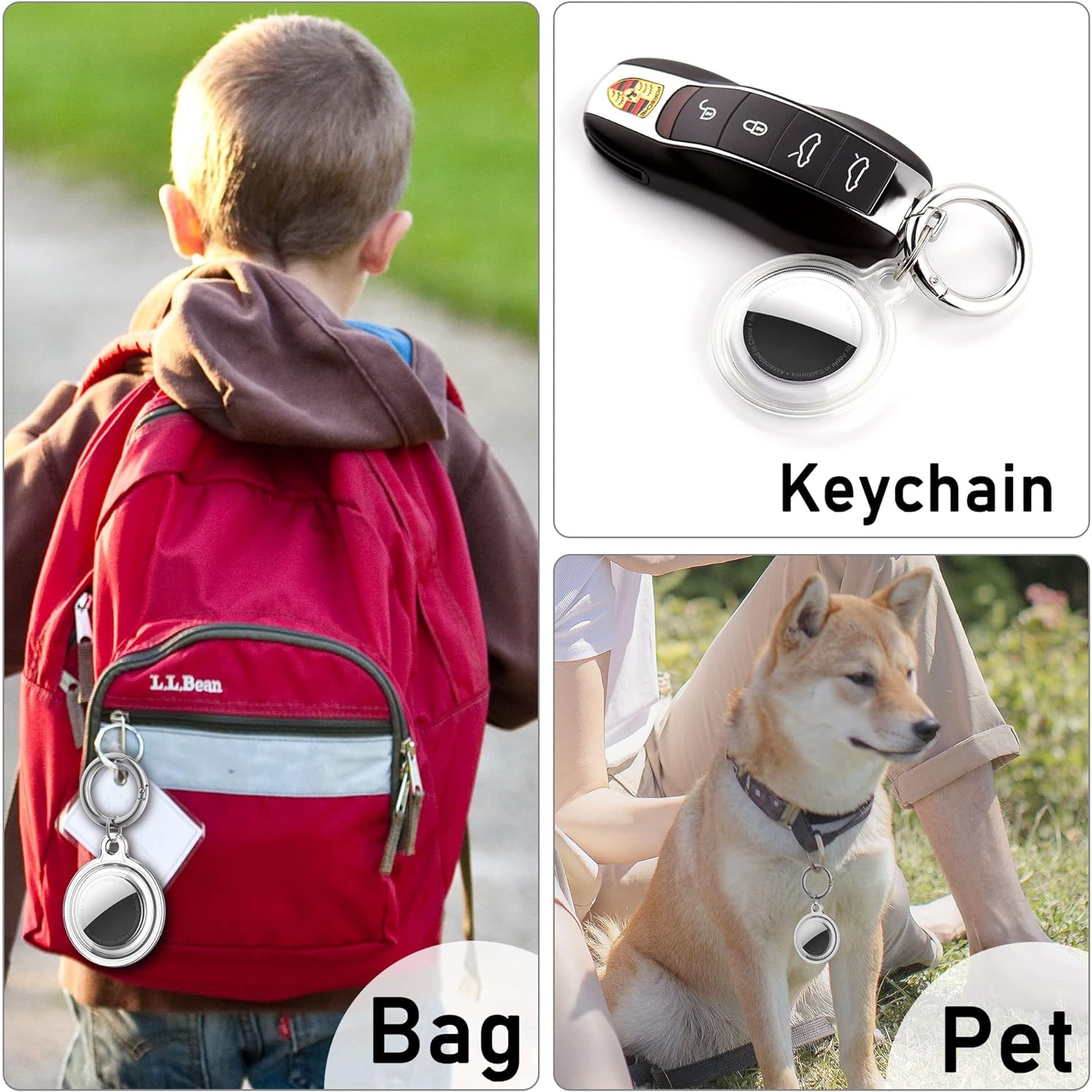 Waterproof Airtag Holder, Dolaer 4 Pack Airtag Keychain, AirTag Case for Dog Collar, Luggage, Keys, Full Body Anti-Scratch Protective