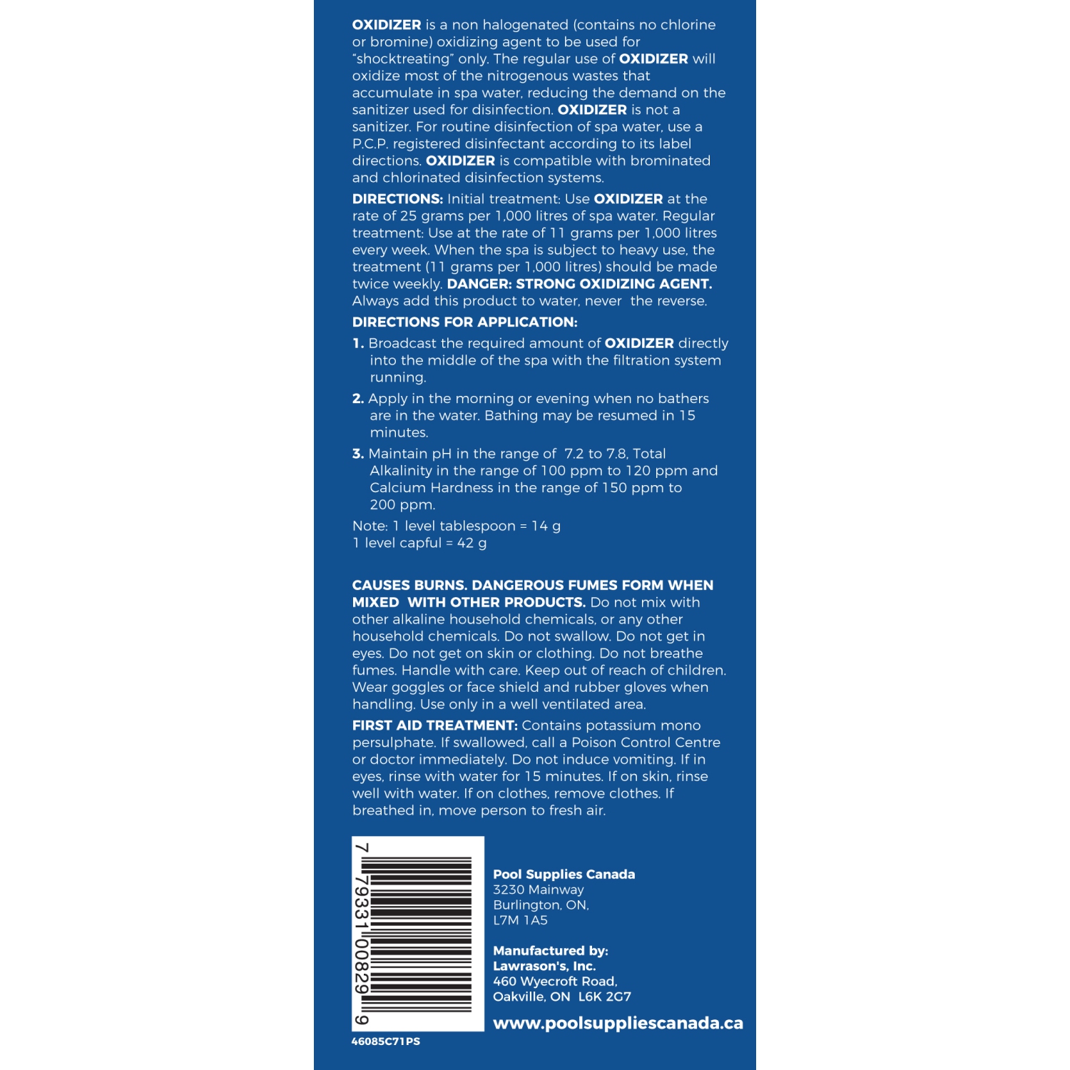 Choc Oxidizer Spa par Pool Supplies Canada