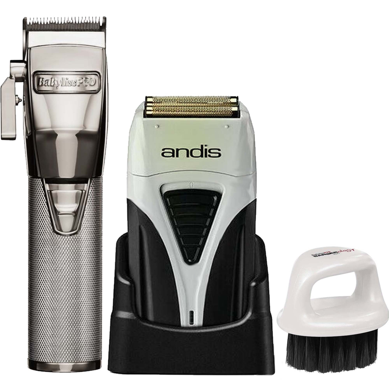 BaByliss PRO FX870S Cordless Clipper Silver with Andis Profoil Foil Shaver Kit