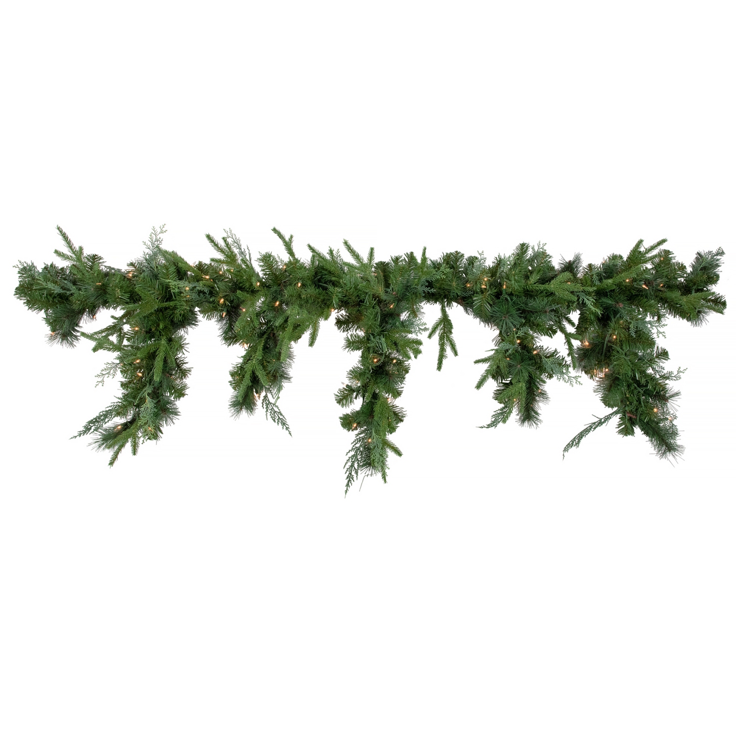 6' x 18" Pre-Lit Mixed Pine Artificial Christmas Icicle Garland, Clear Lights