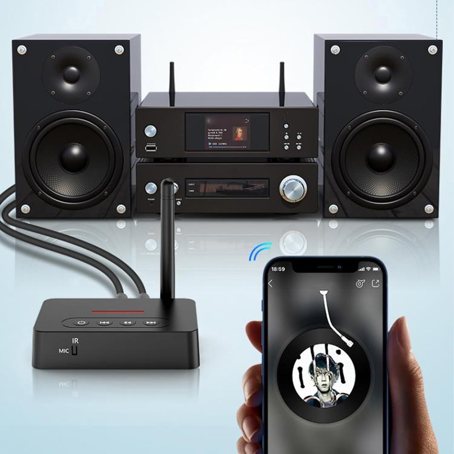 2 en 1 Bluetooth Audio Transceiver Transmitter Receiver Wireless Converter Interface Bluetooth5.0 RCA/AUX/USB