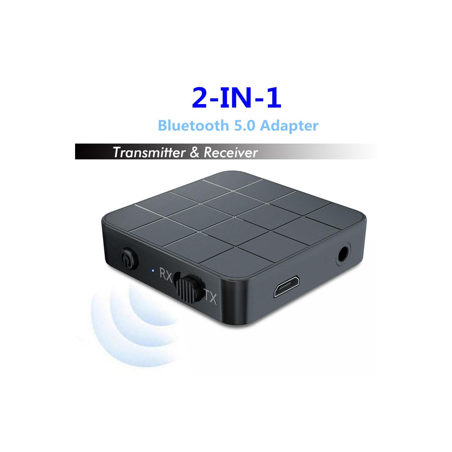 Adaptateur émetteur-récepteur audio sans fil 2 en 1 pour TV, voiture et ordinateur Bluetooth 5.0