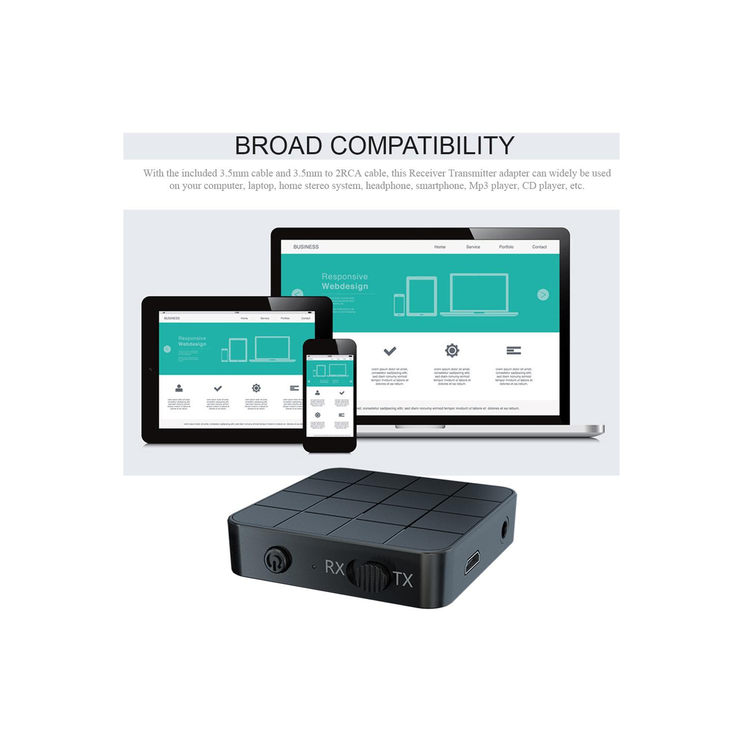 Adaptateur émetteur-récepteur audio sans fil 2 en 1 pour TV, voiture et ordinateur Bluetooth 5.0