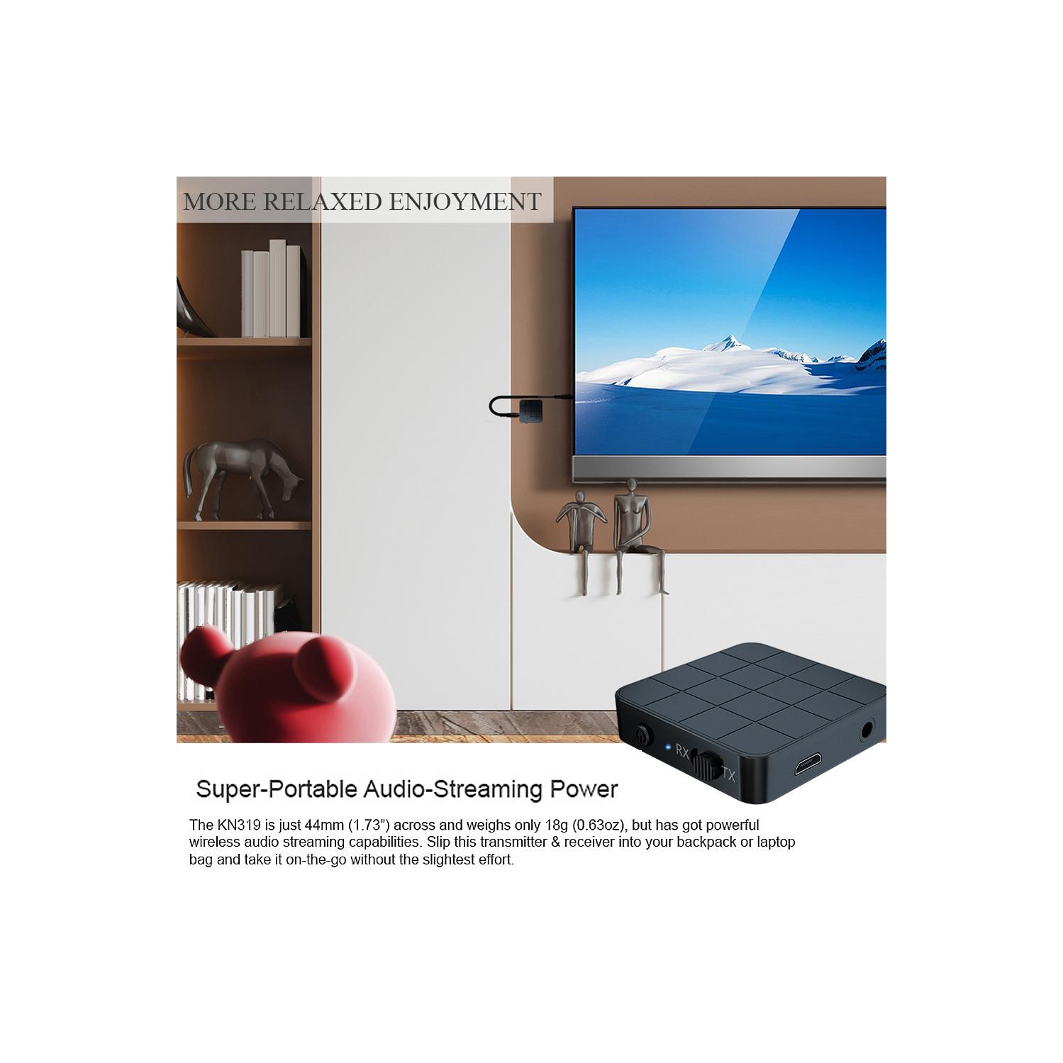 Adaptateur émetteur-récepteur audio sans fil 2 en 1 pour TV, voiture et ordinateur Bluetooth 5.0