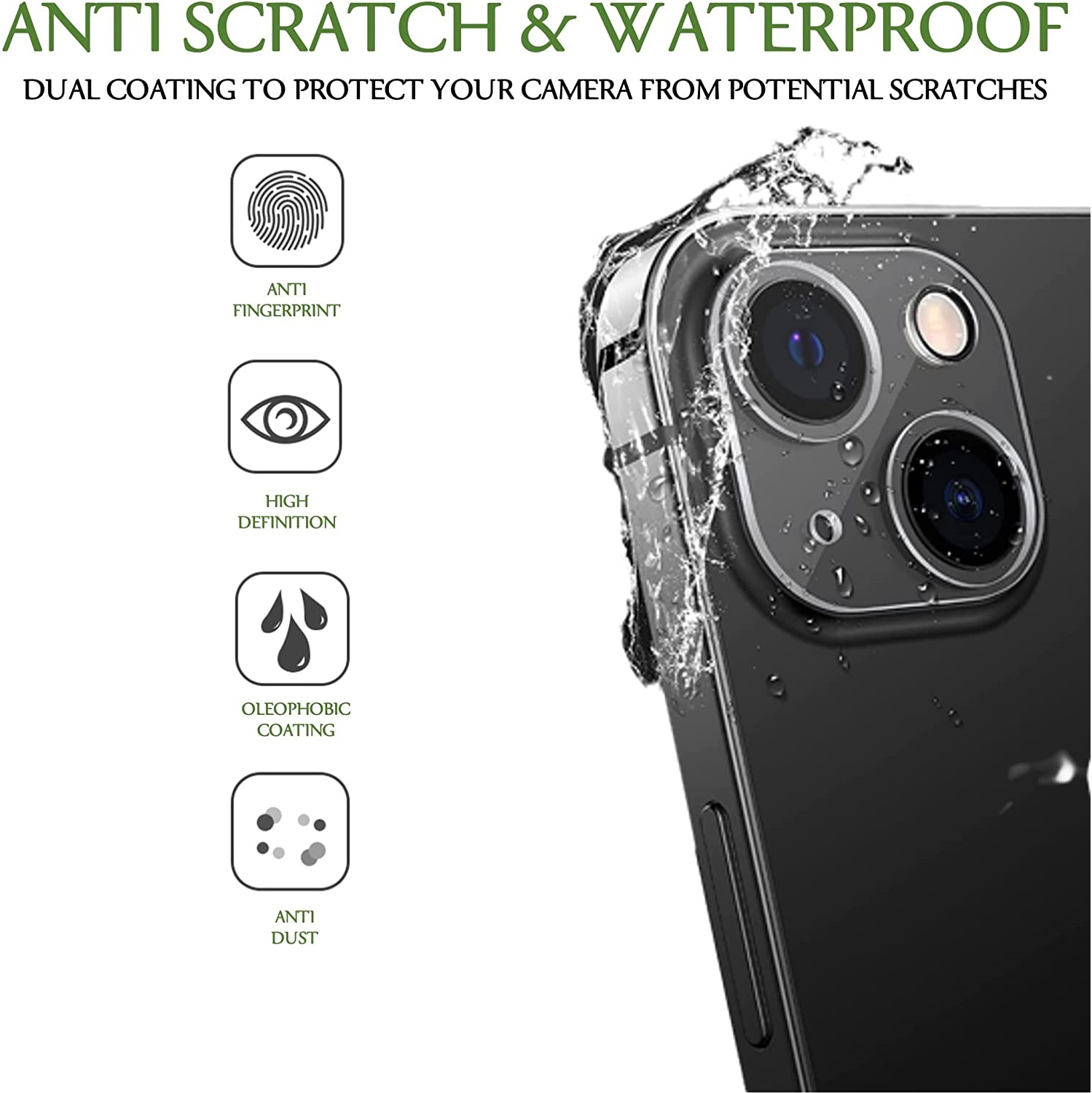 Protection de l'objectif de l'appareil photo pour iPhone 13 6.1-inch HD, Protection transparente de la caméra arrière, Compatible avec le boîtier,