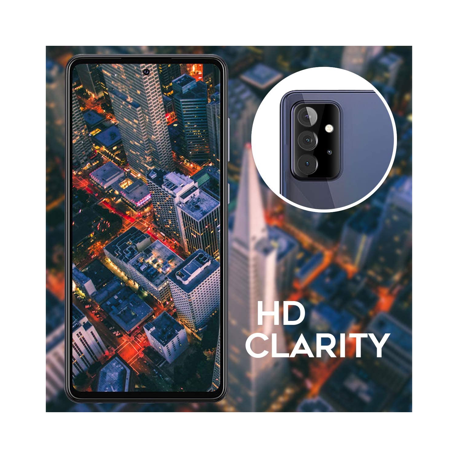 Protection de l'objectif de l'appareil photo pour Samsung A52 HD, Protection transparente de la caméra arrière, Compatible avec le boîtier,