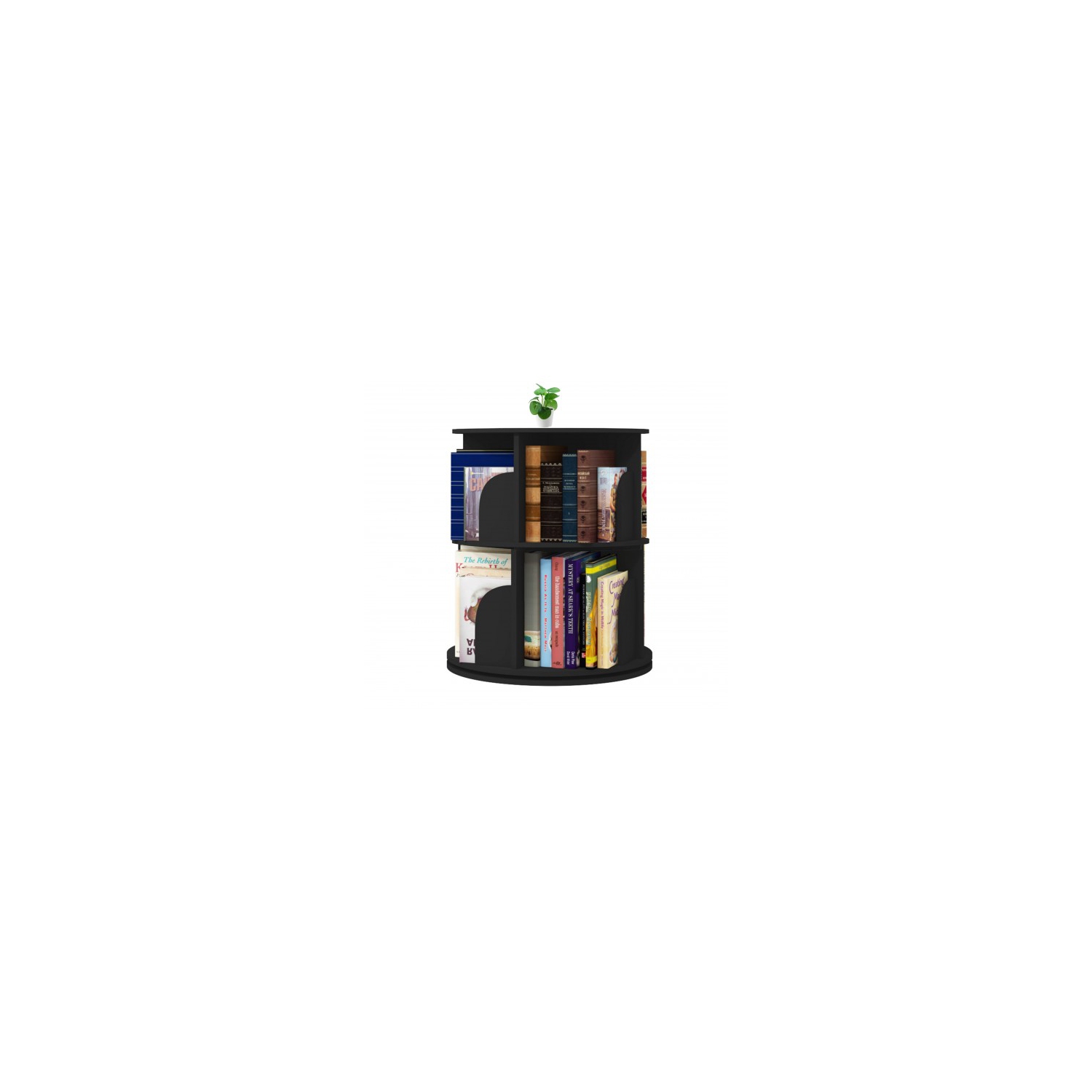 2 Tier 360° Rotating Stackable Shelves Bookshelf Organizer