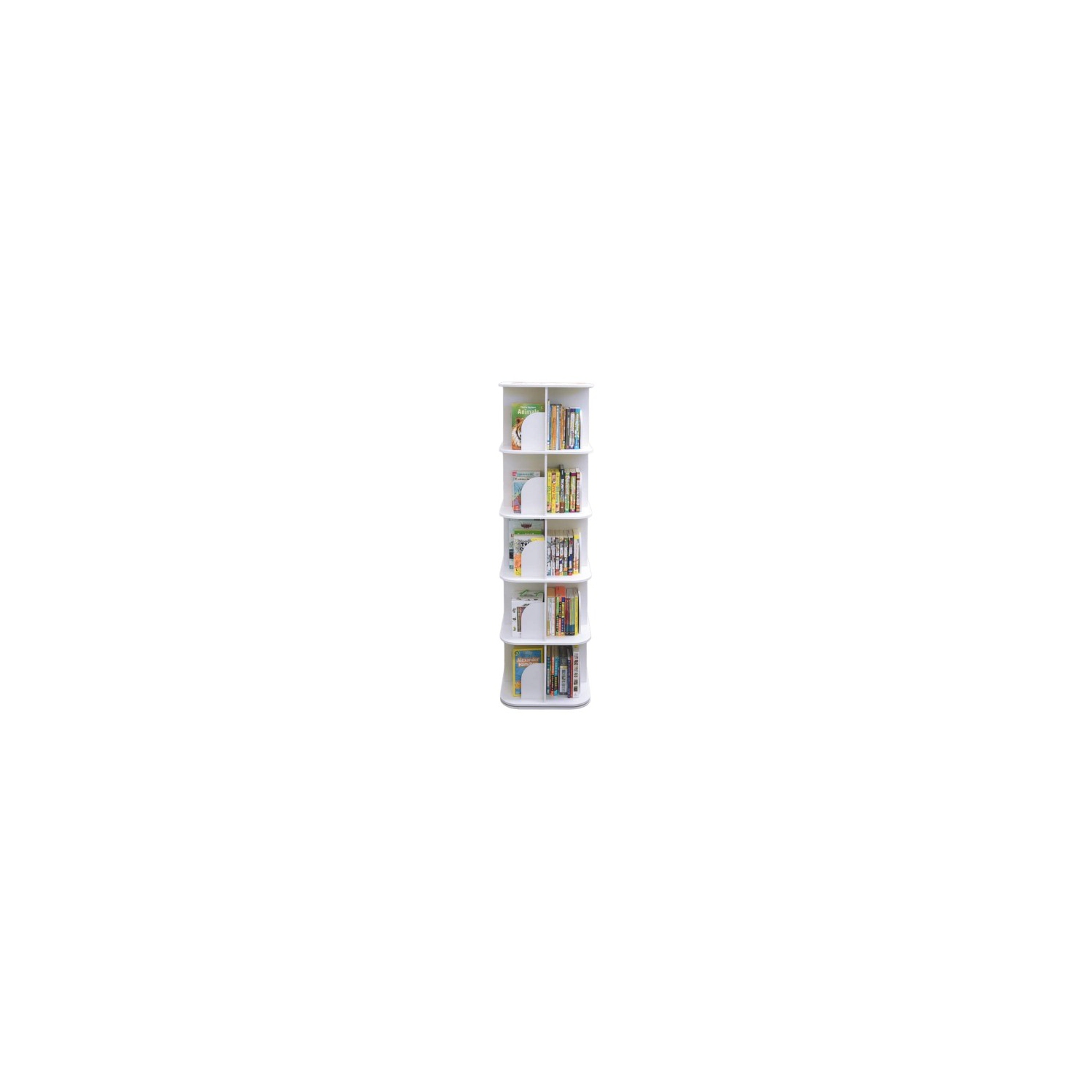 5 Tier Square Bookshelf, 360° Rotating Stackable Shelves Bookshelf Organizer for Home, Office, Bedroom