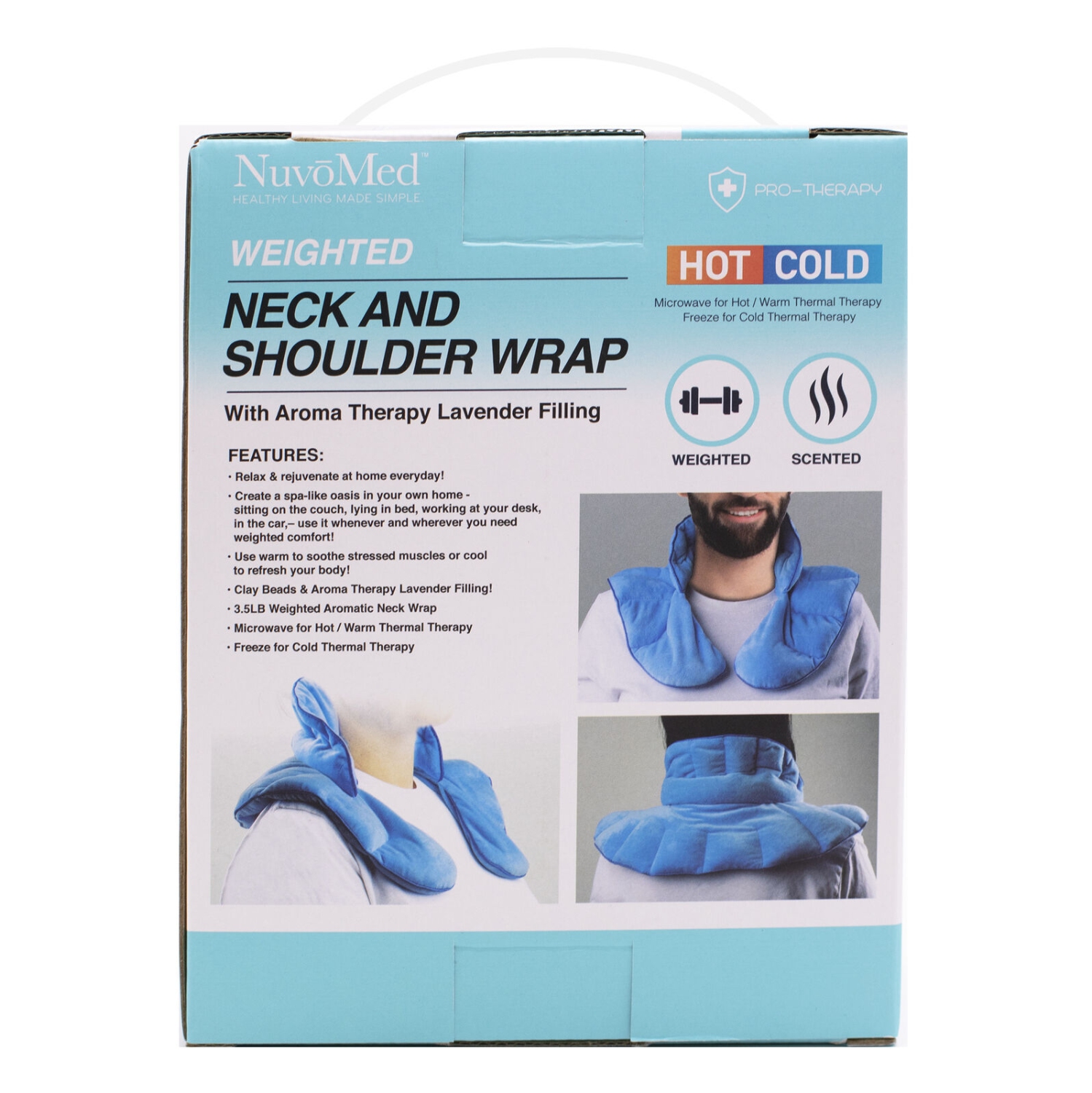 NuvoMed Weighted Neck & Shoulder Wrap w/ Aromatherapy Lavender Filling - Blue