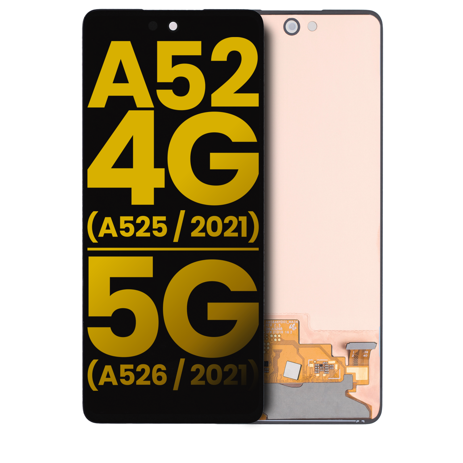 Remis à neuf - assemblage DELO sans cadre compatible avec Samsung A52 4G (A525/2021)/5G (A526/2021)/A52S 5G (A528/2021) (multicolore)