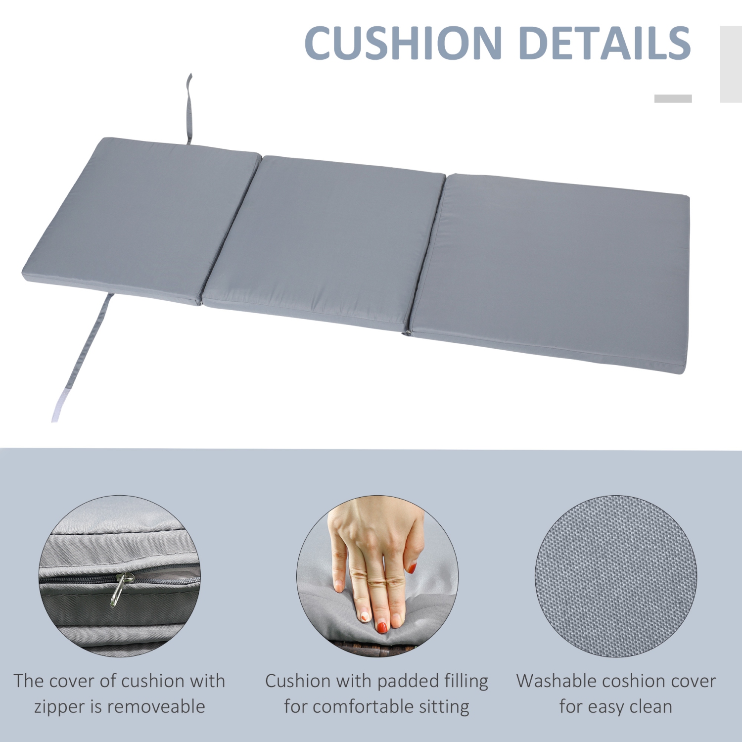 Chaise longue de patio en osier Outsunny, chaise longue extérieure en forme de S avec dossier réglable à 5 niveaux, coussin rembourré doux pour une