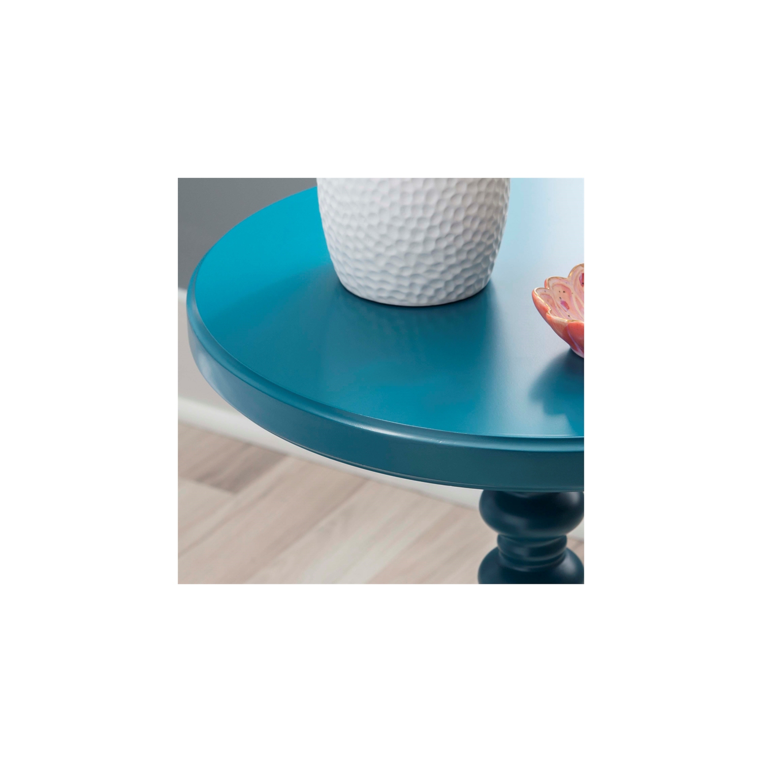 Linon Tara Wood Spindle Side Table in Teal Blue