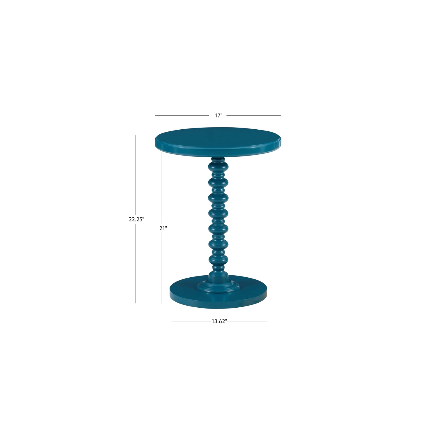 Linon Tara Wood Spindle Side Table in Teal Blue