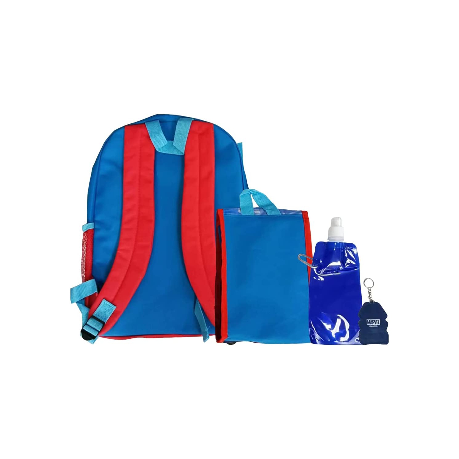 Spiderman Backpack with Lunch Bag 2-Key Chains Water Bottle - 5 Piece Kids School Backpack Set for Kids