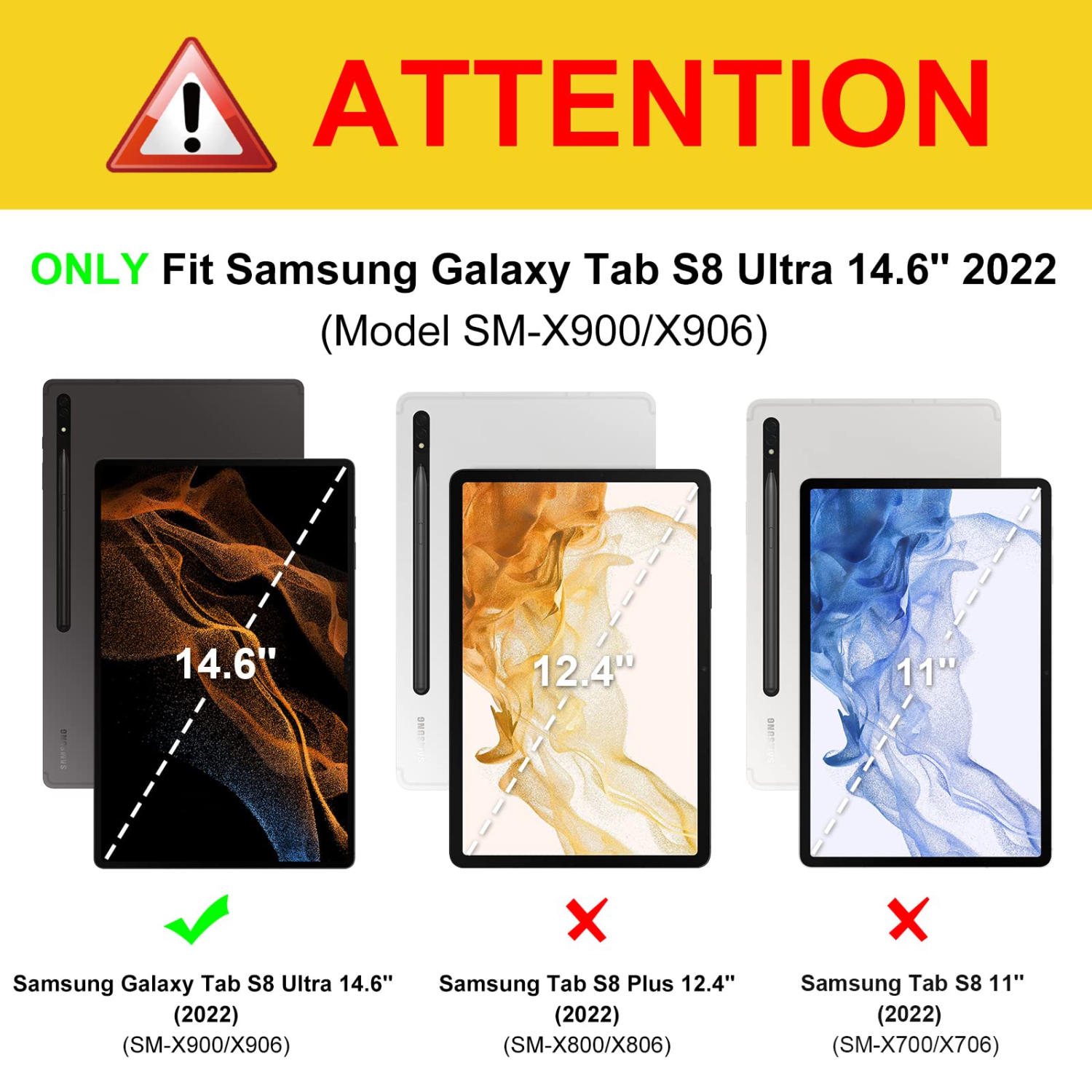 Hybrid Slim Case for Samsung Galaxy Tab S8 Ultra 14.6 inch 2022 with S Pen Holder, Shockproof Cover with Clear Transparent Back Shell, Auto