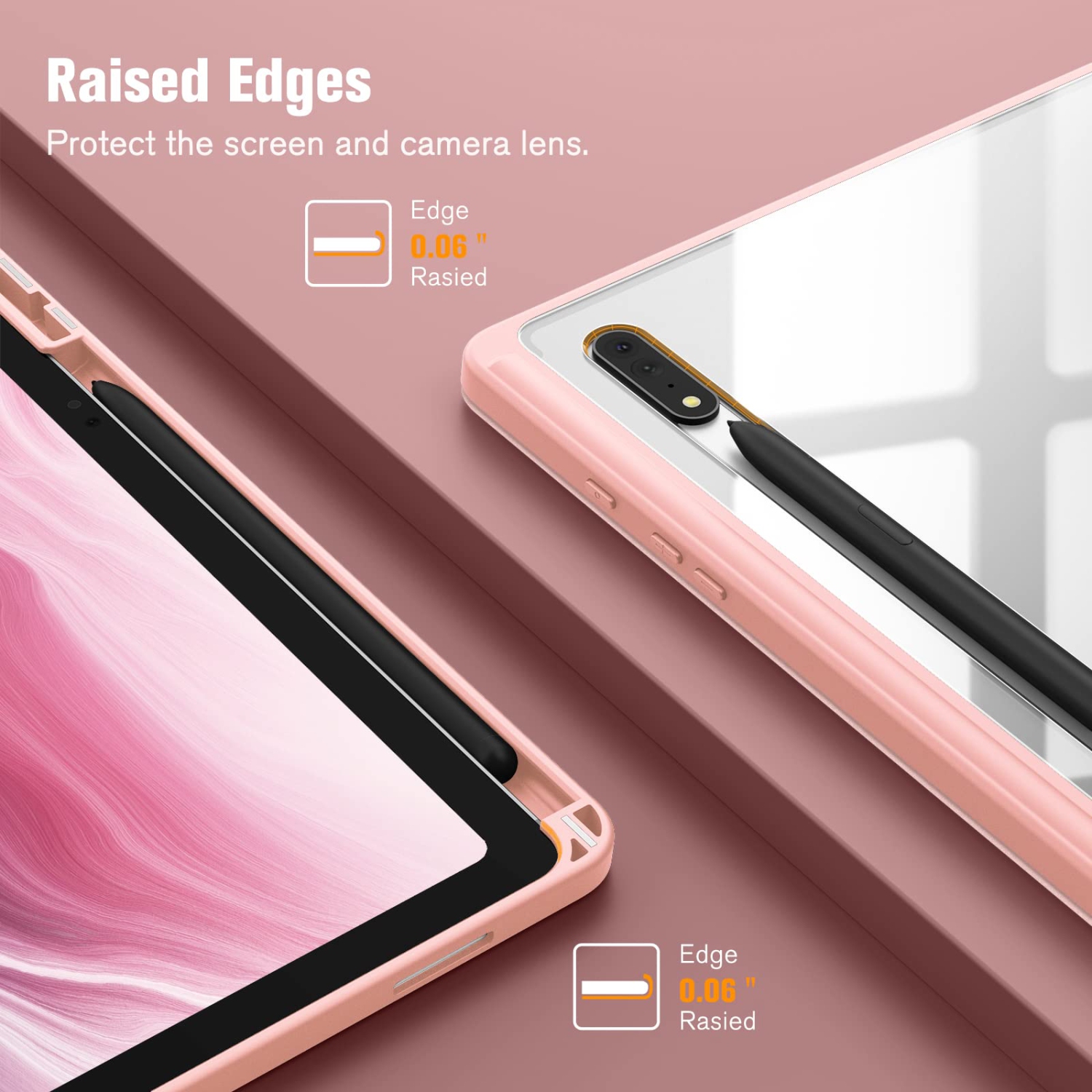 Hybrid Slim Case for Samsung Galaxy Tab S8 Ultra 14.6 inch 2022 with S Pen Holder, Shockproof Cover with Clear Transparent Back Shell, Auto