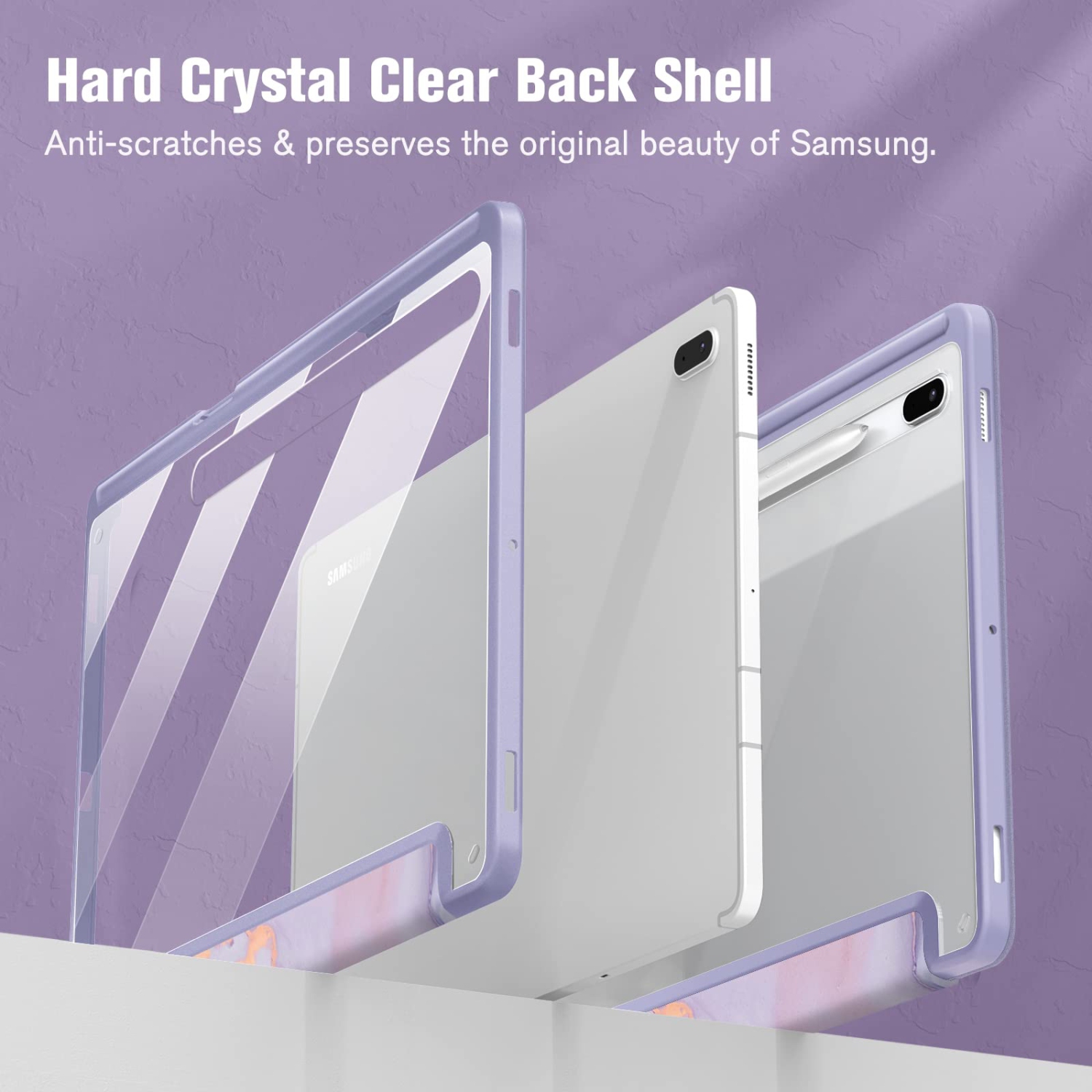 Hybrid Slim Case for Samsung Galaxy Tab S8 Plus 2022/S7 FE 2021/S7 Plus 2020 12.4 inch with S Pen Holder, Shockproof Cover with Clear Transparent