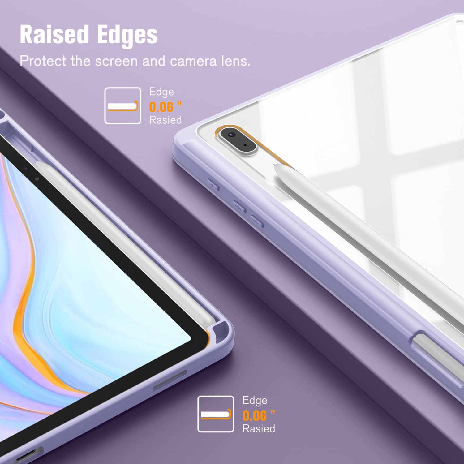 Hybrid Slim Case for Samsung Galaxy Tab S8 Plus 2022/S7 FE 2021/S7 Plus 2020 12.4 inch with S Pen Holder, Shockproof Cover with Clear Transparent