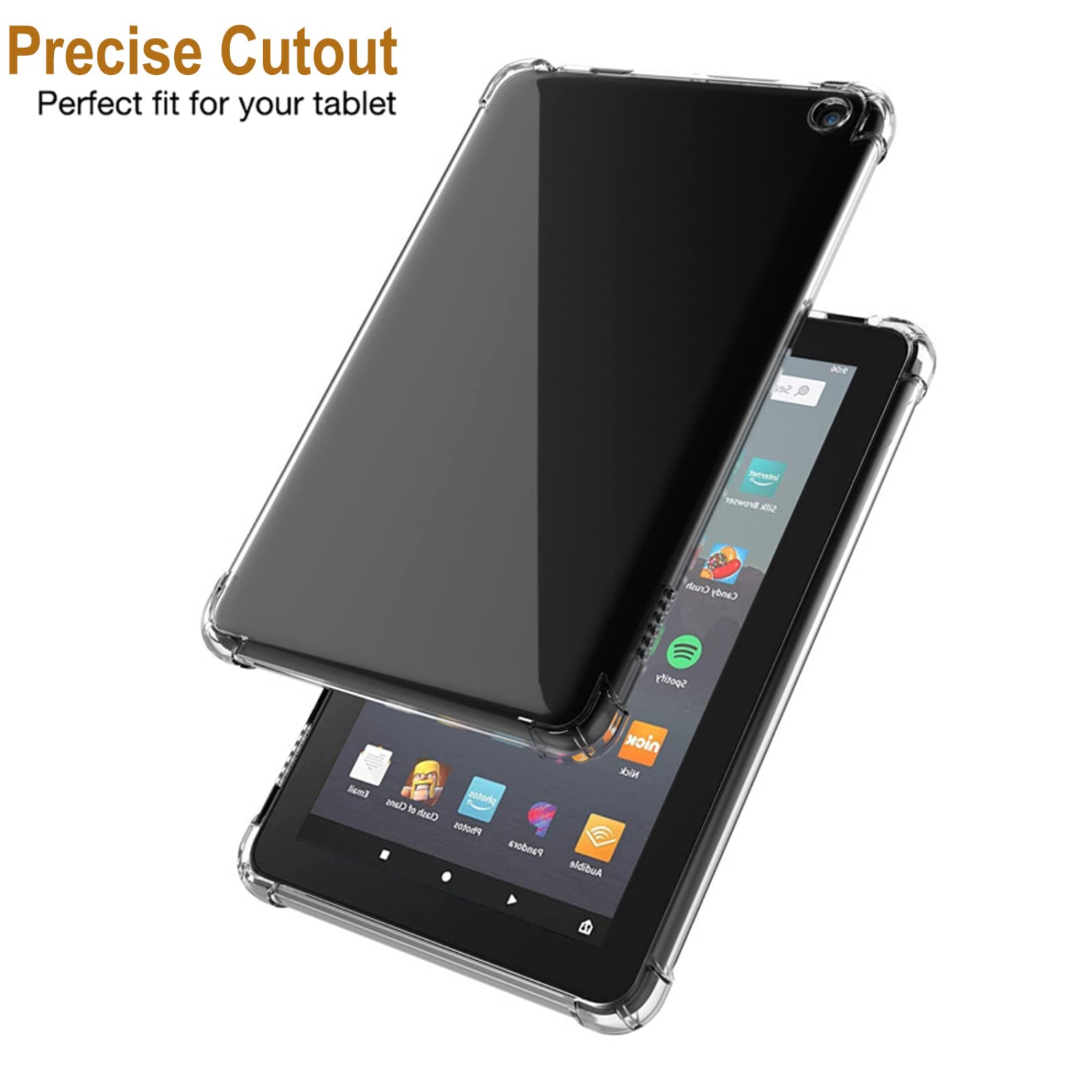 Tablet Case for Amazon Fire 7/Fire 7 Kids 2022 7inch, Flexible Ultra Slim Reinforced Corners Transparent Cover Crystal Shockproof Rugged Back Case