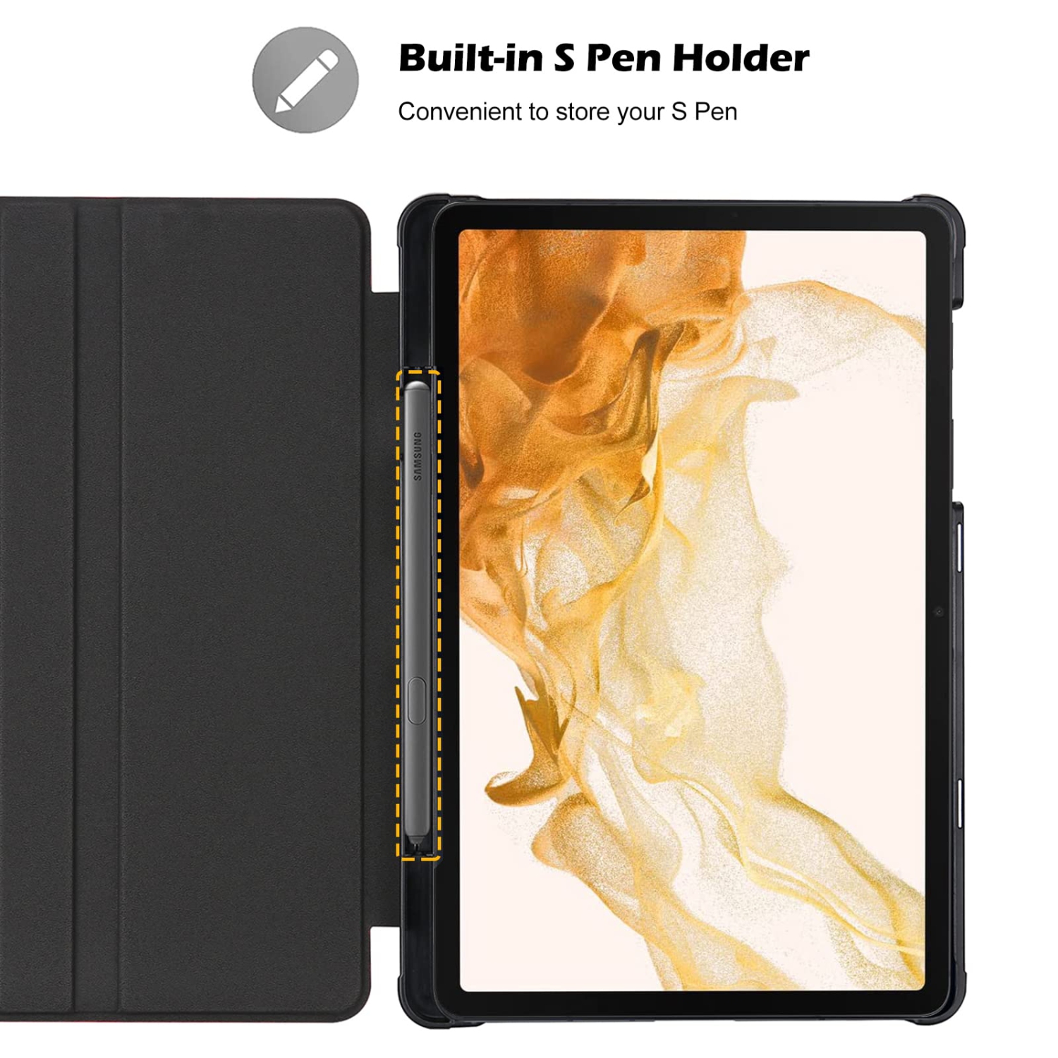 Galaxy Tab S8 Plus 2022 / S7 Plus 12.4 Case 2020 with S Pen Holder, Slim Stand Protective Folio Case Smart Cover for Galaxy Tab S8+ 2022 S7+ 2020