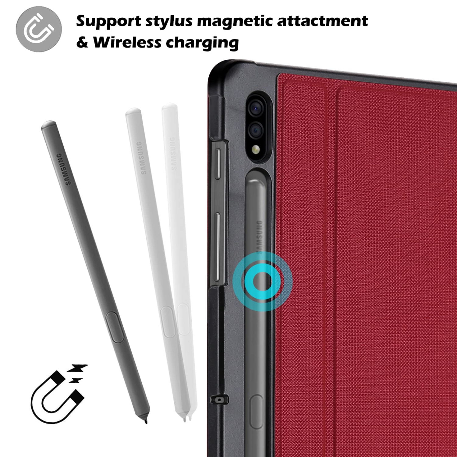 Galaxy Tab S8 Plus 2022 / S7 Plus 12.4 Case 2020 with S Pen Holder, Slim Stand Protective Folio Case Smart Cover for Galaxy Tab S8+ 2022 S7+ 2020