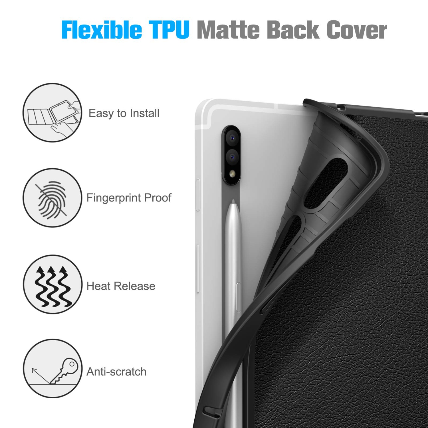 Slim Case for Samsung Galaxy Tab S8 2022/Tab S7 2020 11 inch with Built-in S Pen Holder, Soft TPU Smart Stand Back Cover Auto Wake/Sleep Feature