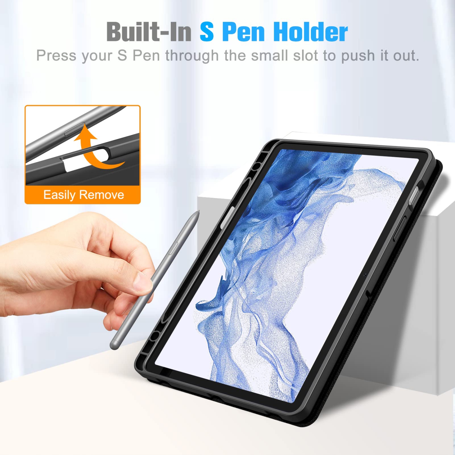 Slim Case for Samsung Galaxy Tab S8 2022/Tab S7 2020 11 inch with Built-in S Pen Holder, Soft TPU Smart Stand Back Cover Auto Wake/Sleep Feature