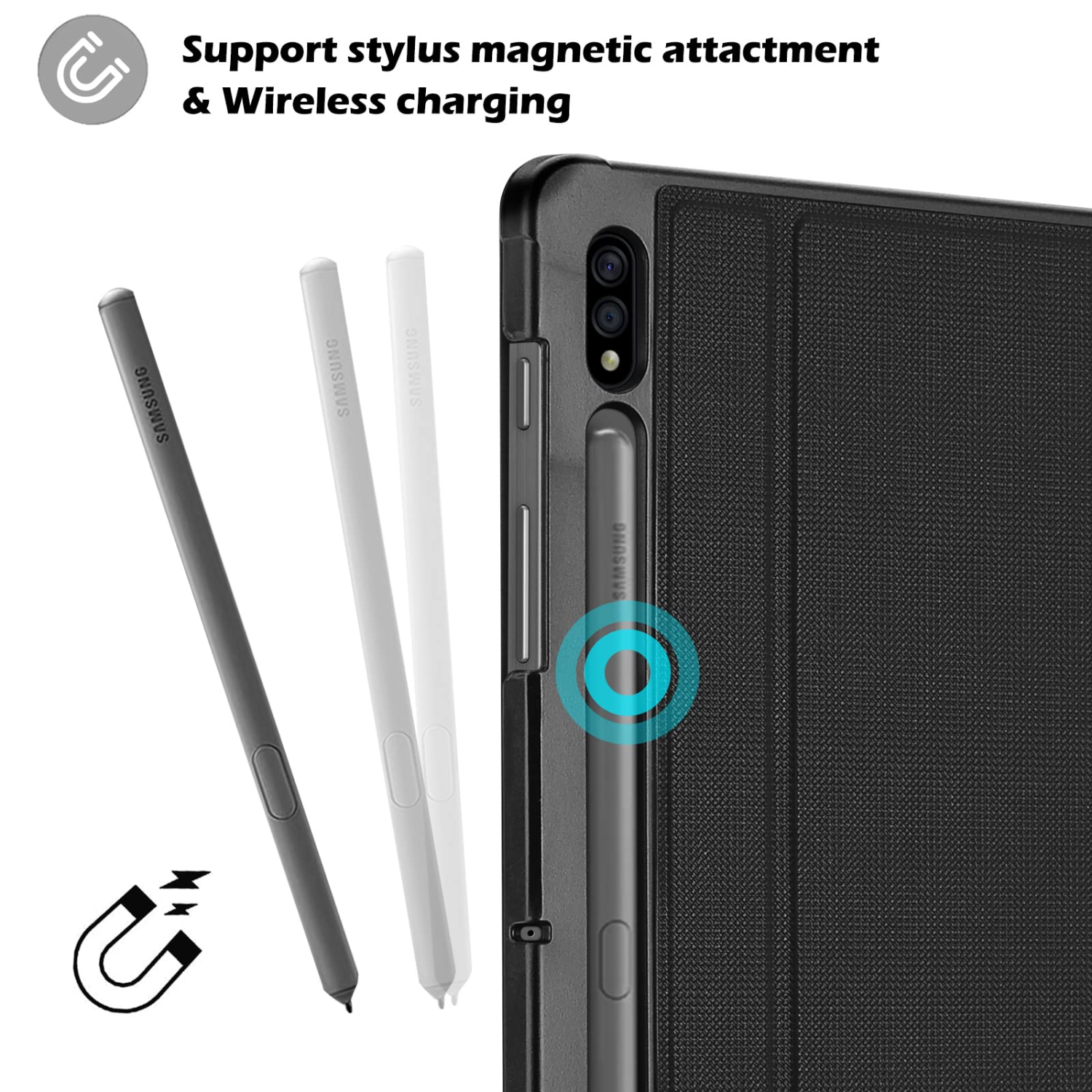 Galaxy Tab S8 Plus 2022 / S7 Plus 12.4 Case 2020 with S Pen Holder, Slim Stand Protective Folio Case Smart Cover for Galaxy Tab S8+ 2022 S7+ 2020