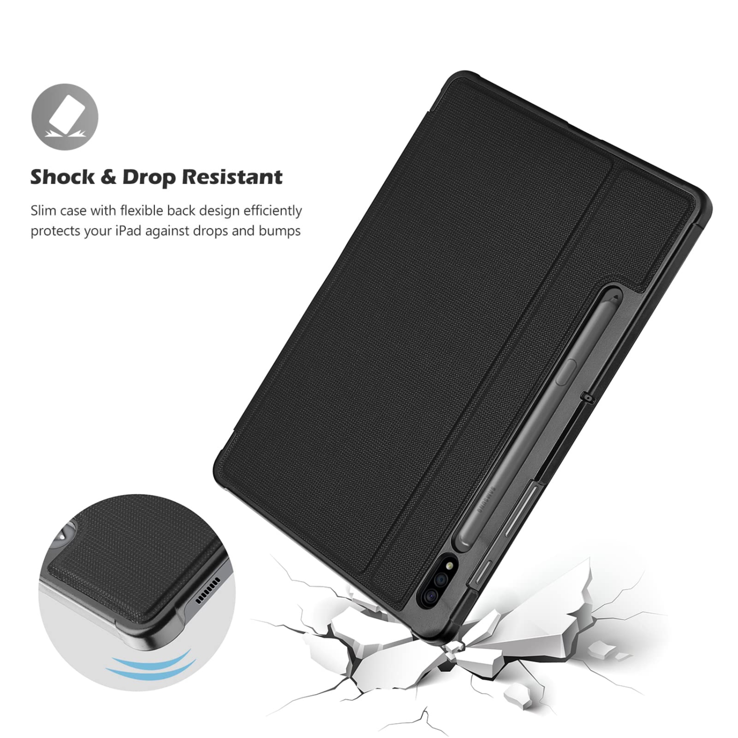 Galaxy Tab S8 Plus 2022 / S7 Plus 12.4 Case 2020 with S Pen Holder, Slim Stand Protective Folio Case Smart Cover for Galaxy Tab S8+ 2022 S7+ 2020