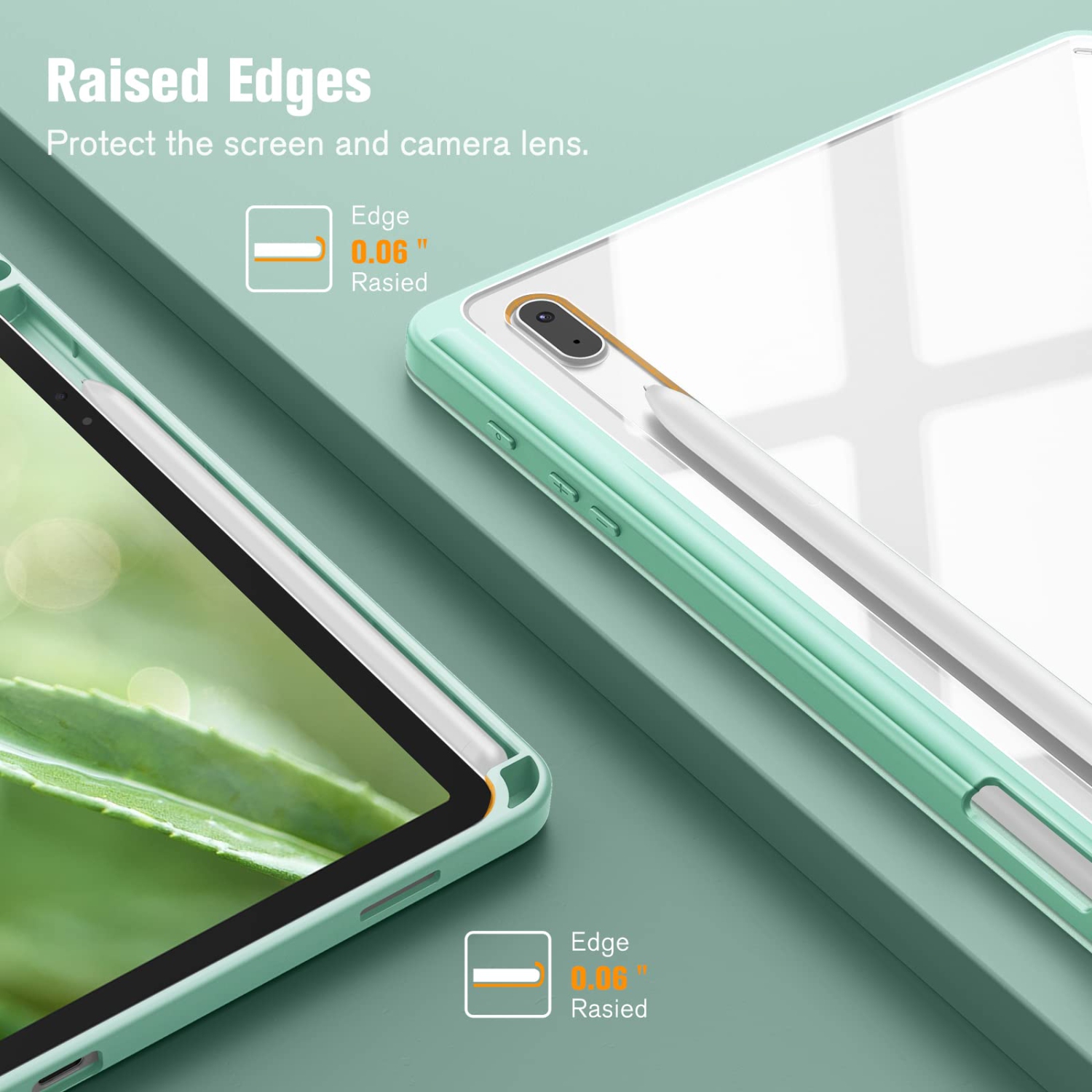 Hybrid Slim Case for Samsung Galaxy Tab S7 FE 12.4 inch 2021 & Galaxy Tab S7 Plus 2020, Shockproof Cover with Clear Transparent Back Shell, Auto