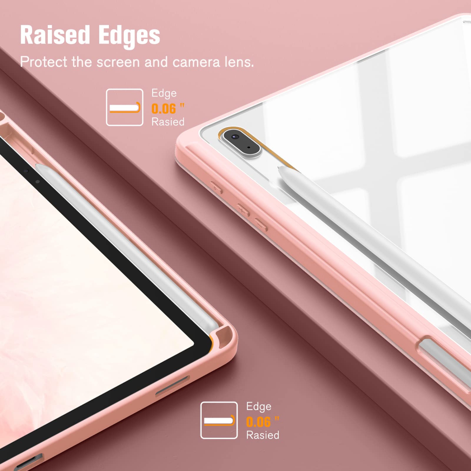 Hybrid Slim Case for Samsung Galaxy Tab S8 Plus 2022/S7 FE 2021/S7 Plus 2020 12.4 inch with S Pen Holder, Shockproof Cover with Clear Transparent