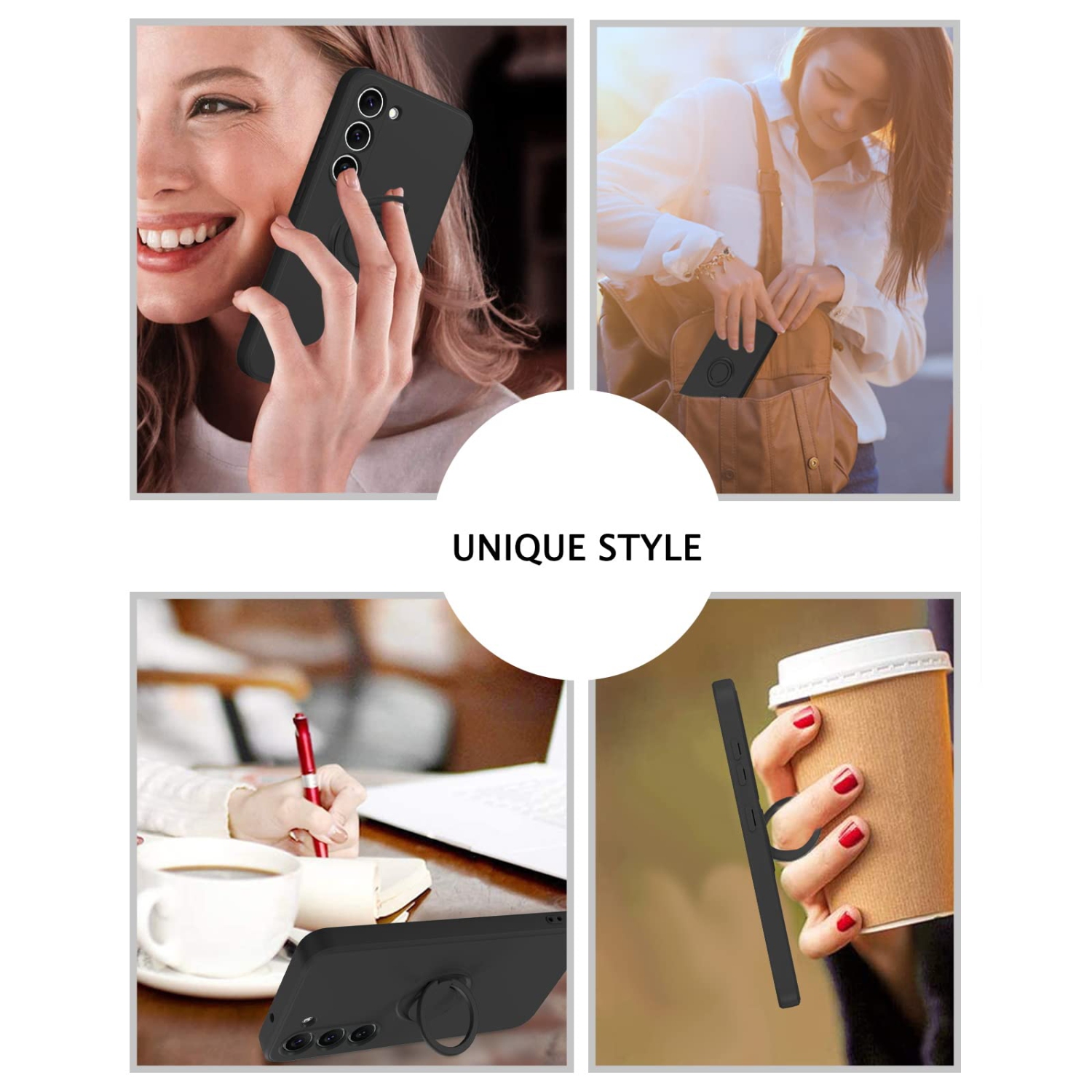 Samsung Galaxy S23 Case, Liquid Silicone Soft Rubber Slim Cover with Ring Kickstand |Car Mount Function,Shockproof Full Body Protective Case for