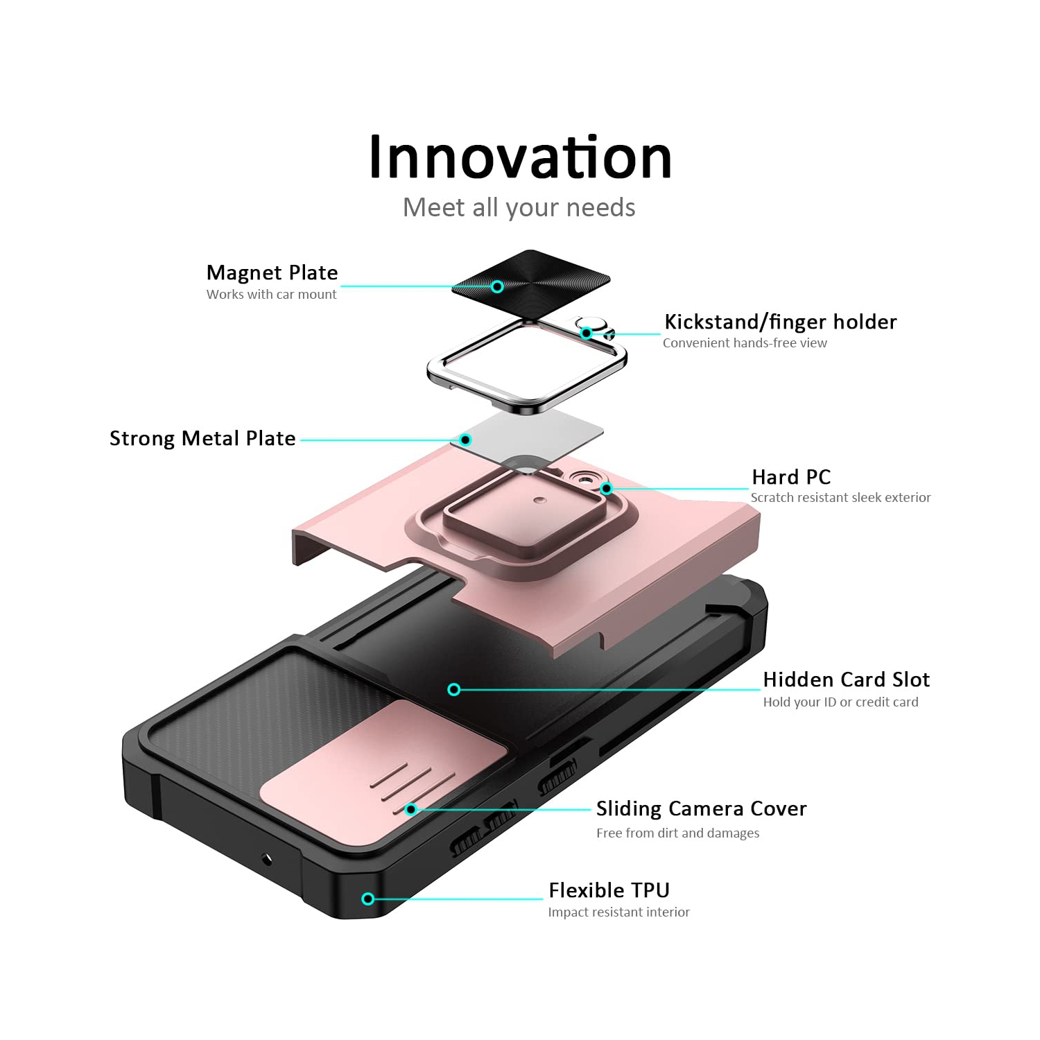 Étui S23 Samsung avec étui protecteur/porte-carte magnétique béquille intégrée pour S23 Samsung