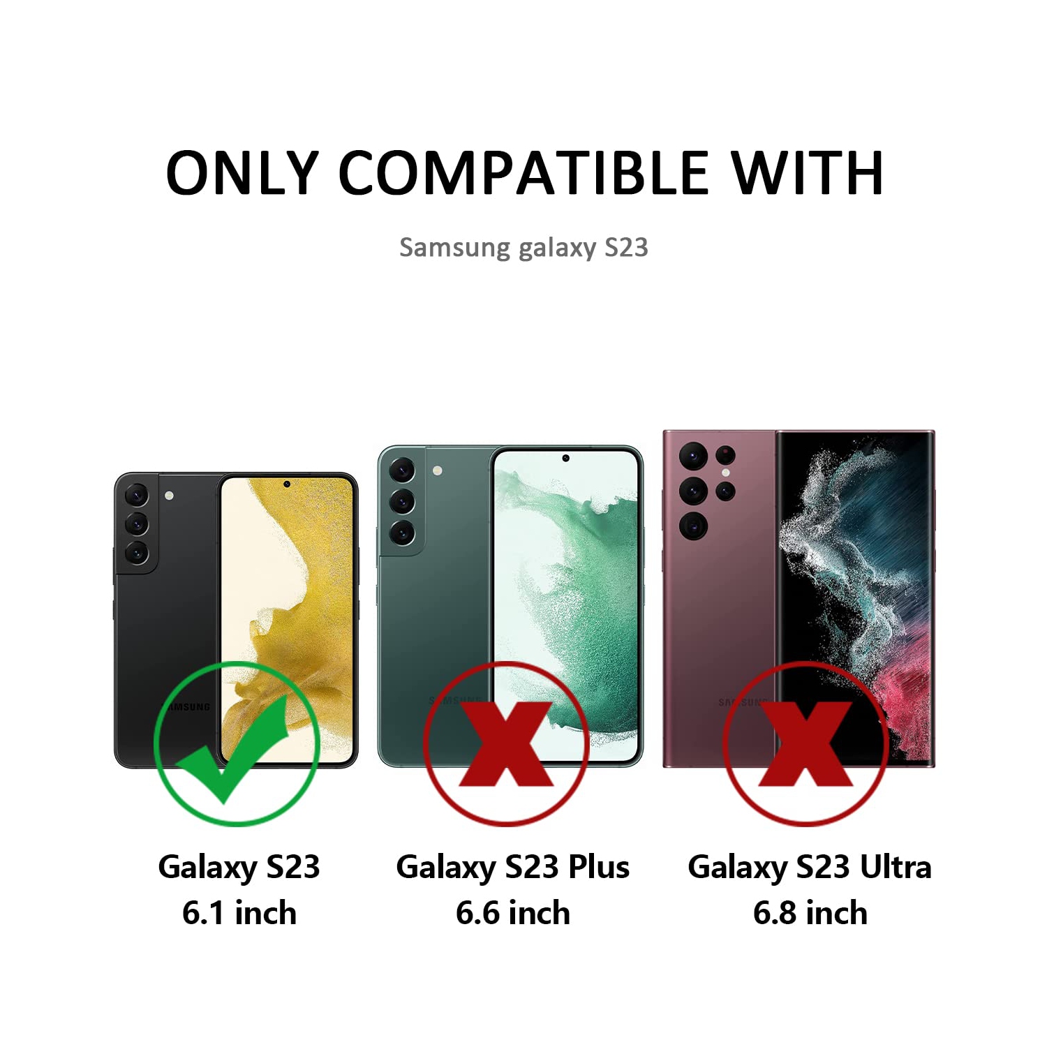 Étui S23 Samsung avec étui protecteur/porte-carte magnétique béquille intégrée pour S23 Samsung