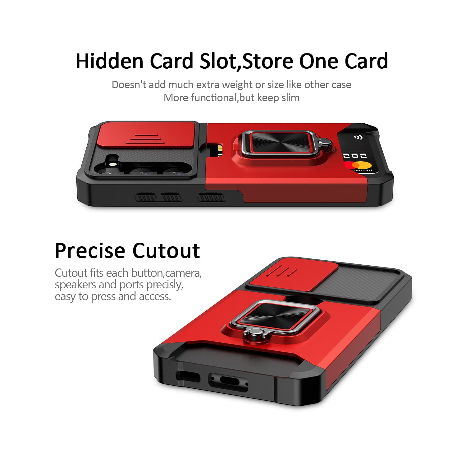 Samsung S23 Case with Sliding Camera Cover Heavy Duty Protective Galaxy S23 Case with Card Holder Magnetic Built-in Kickstand Phone Case for Samsung